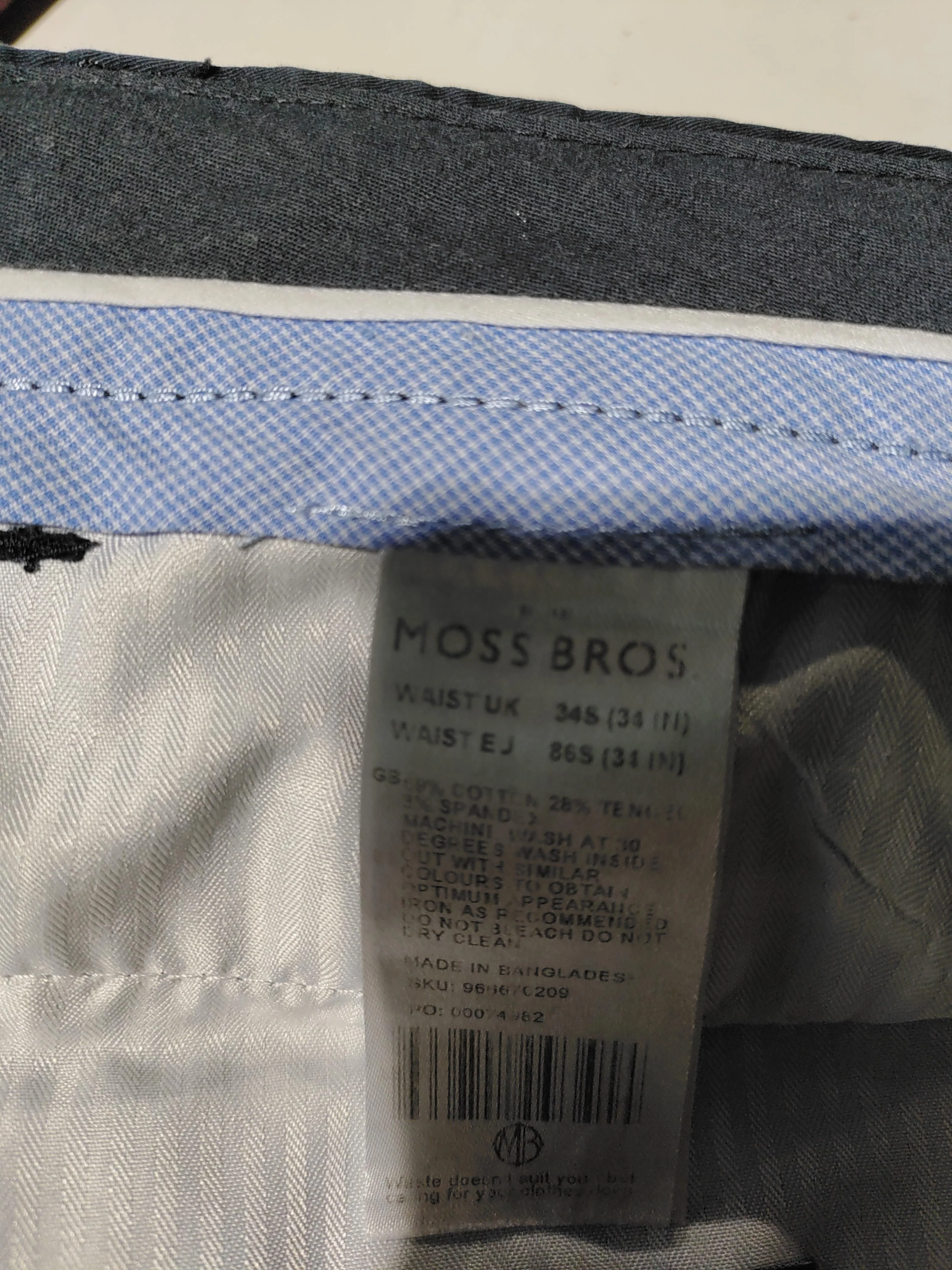 Moss Bros Men's Trousers S Blue Cotton with Lyocell Modal, Spandex Tapered Chino - Image 6