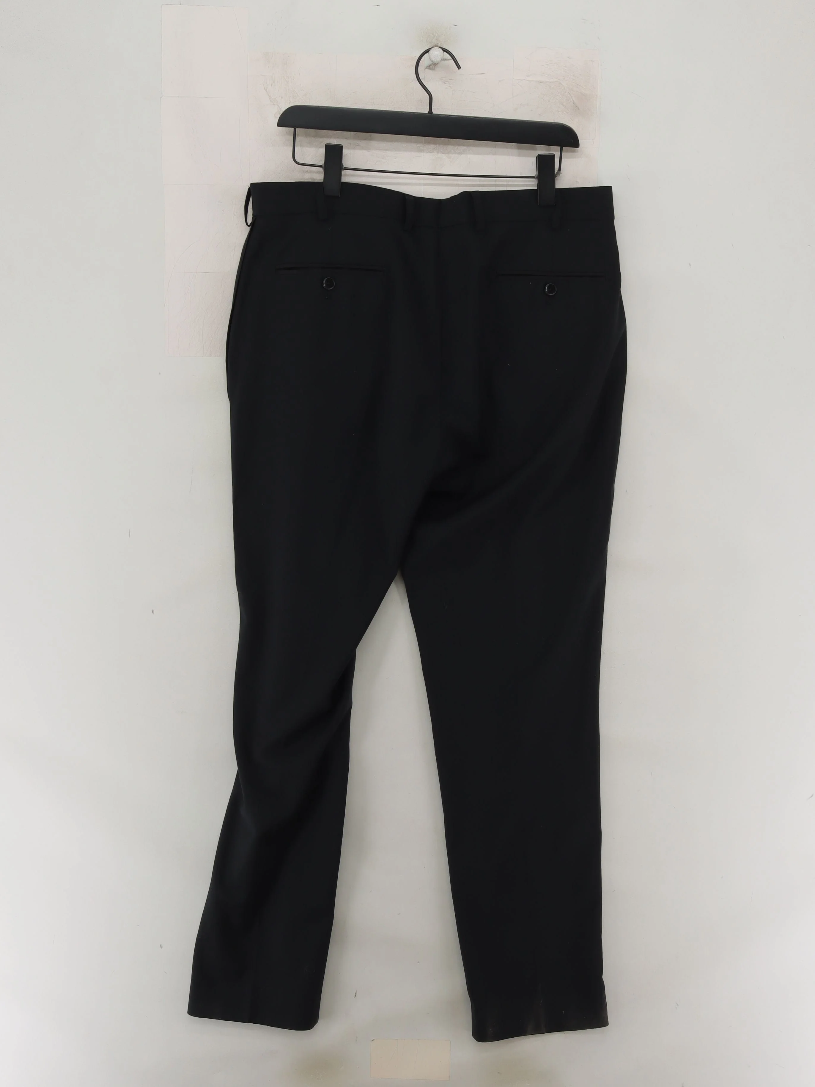 Moss Bros Men's Trousers W 36 in Black Wool with Polyester, Elastane Chino - Image 2