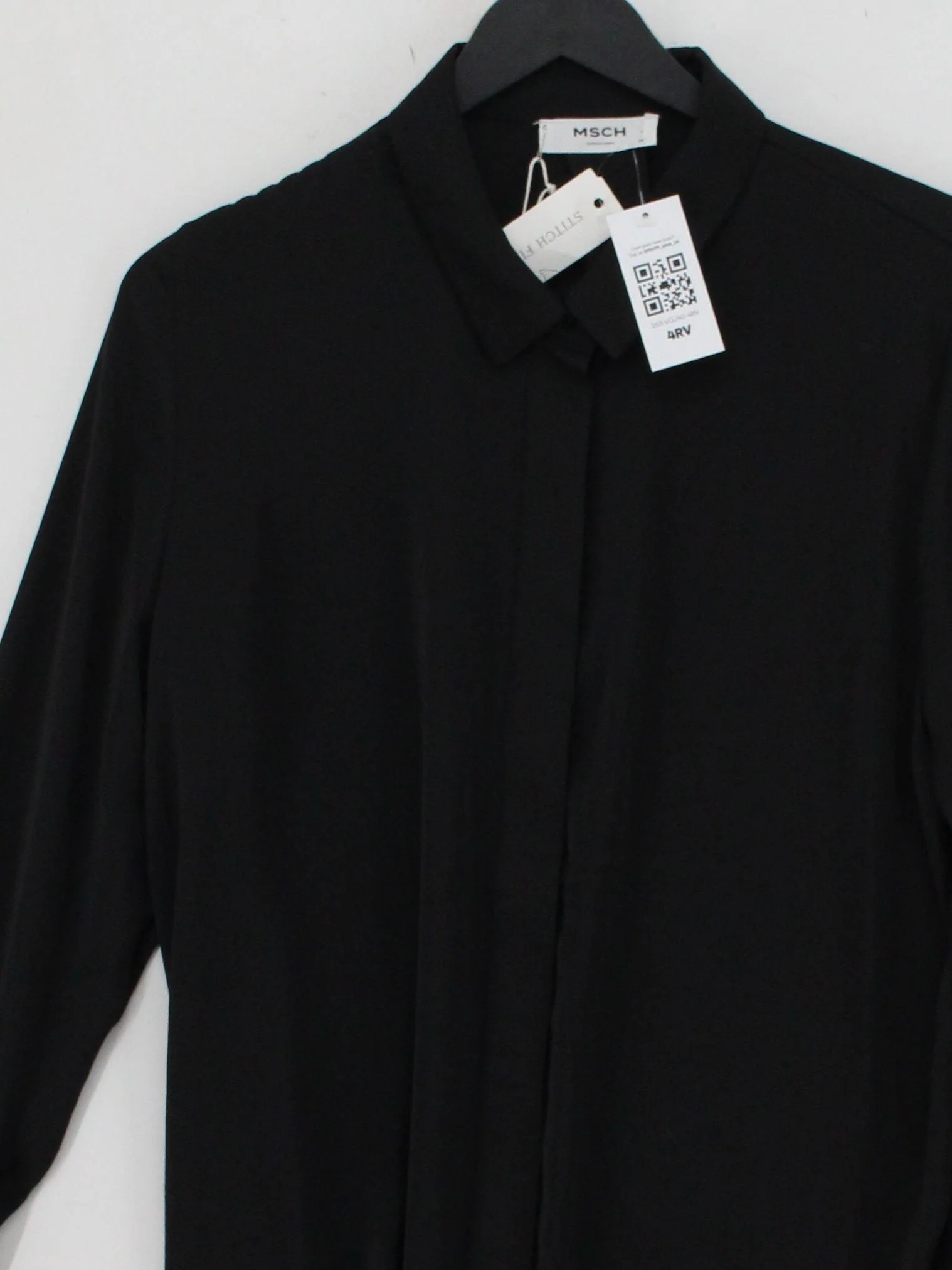 Moss Copenhagen Women's Shirt M Black 100% Polyester Long Sleeve Collared Basic - Image 3