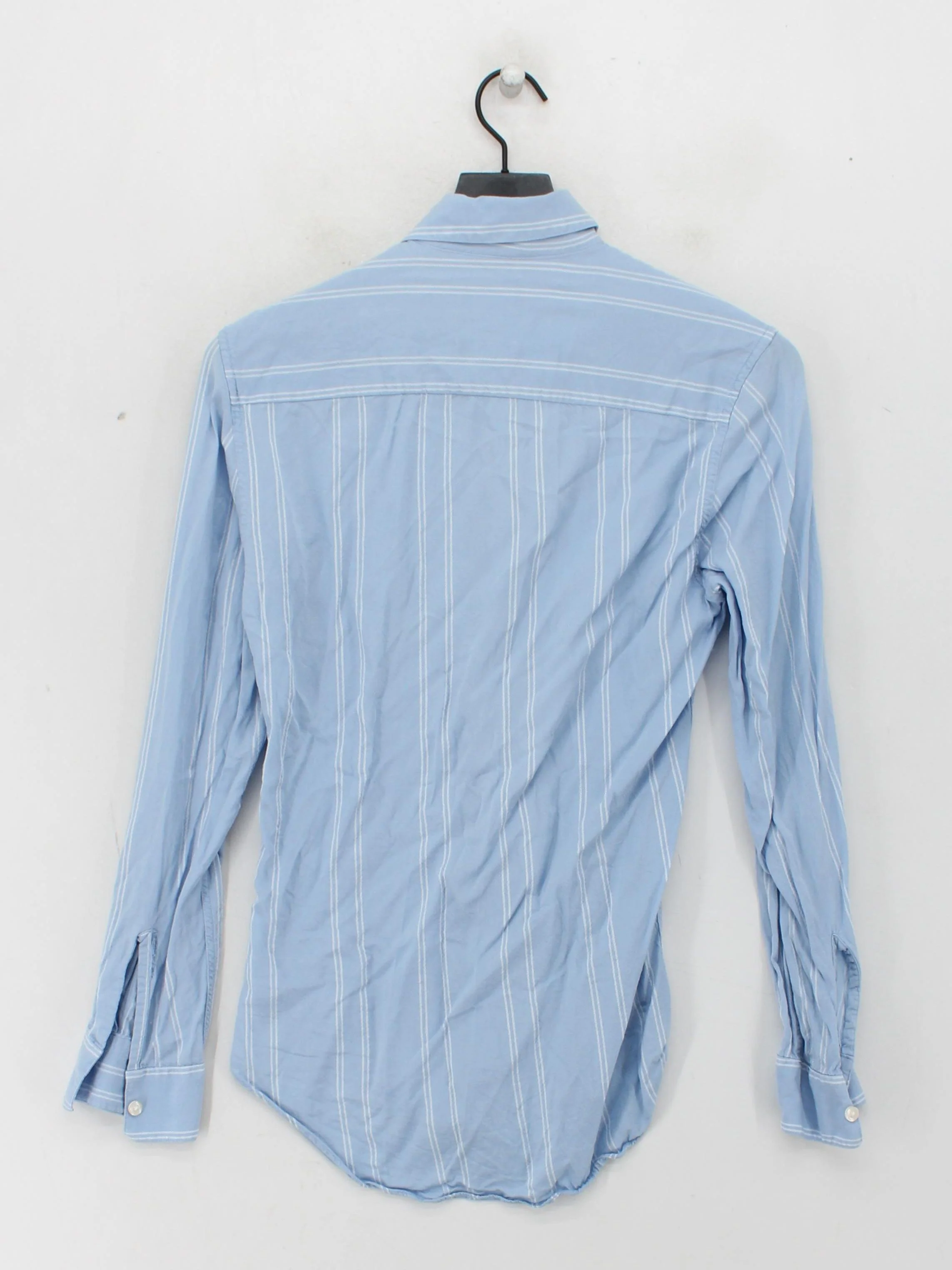 Moss London Men's Shirt XS Blue Striped 100% Lyocell Modal Basic - Image 2