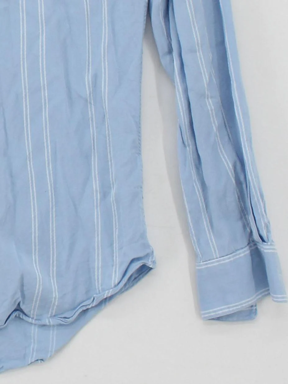 Moss London Men's Shirt XS Blue Striped 100% Lyocell Modal Basic - Image 4
