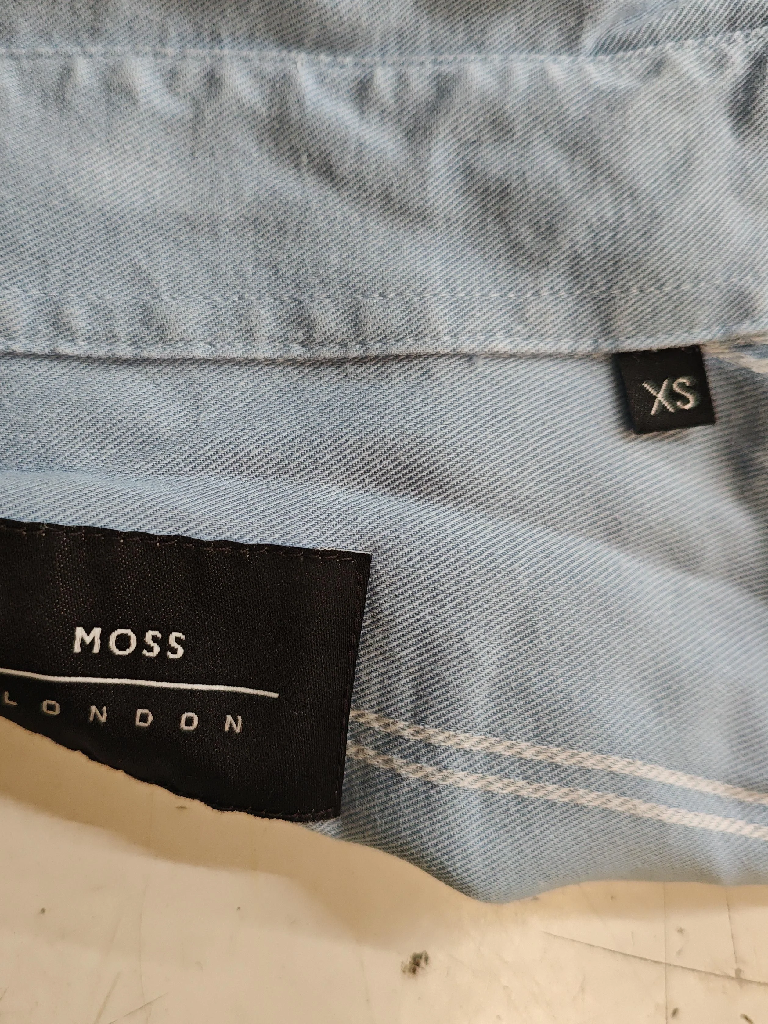 Moss London Men's Shirt XS Blue Striped 100% Lyocell Modal Basic - Image 5