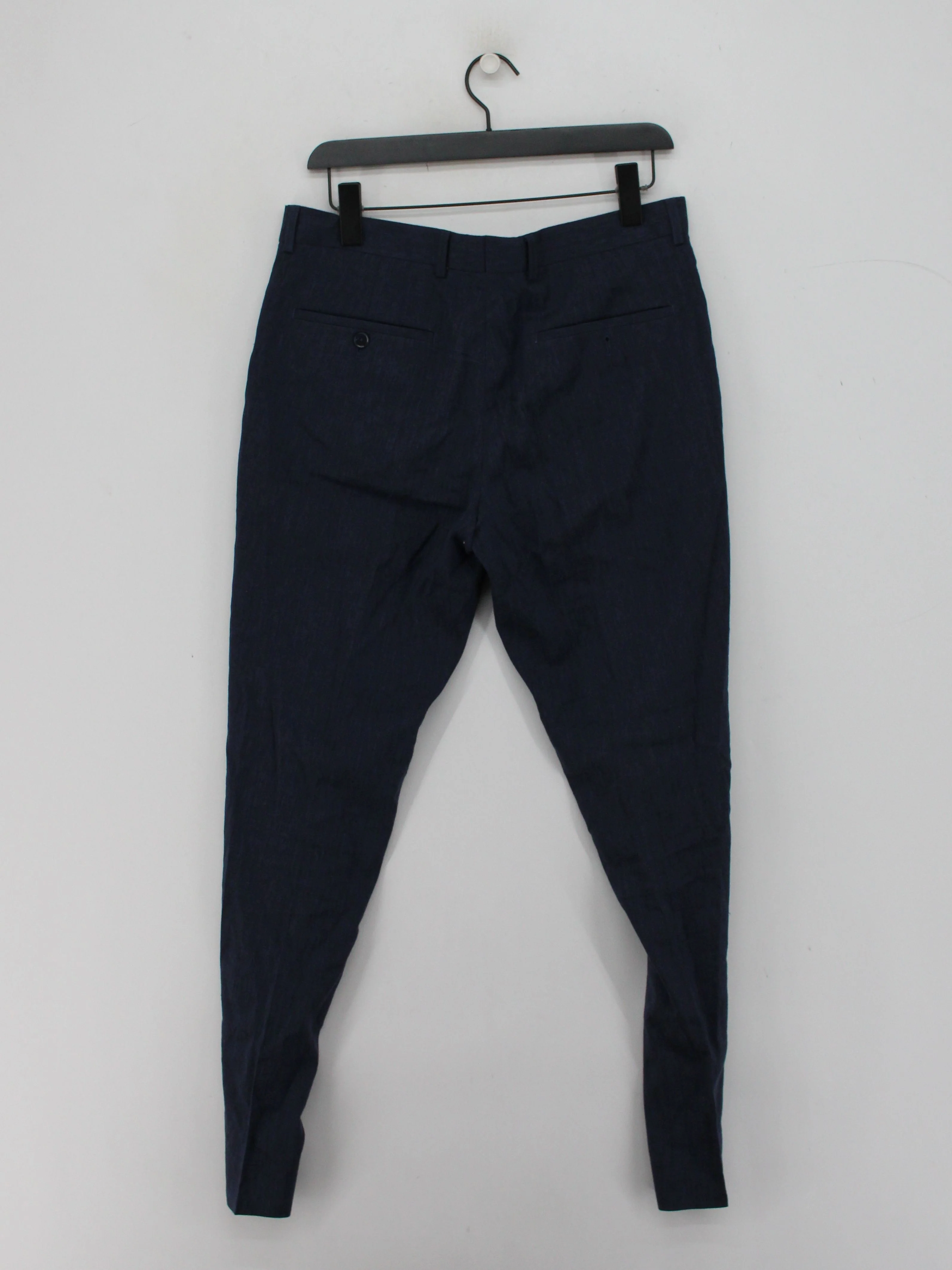 Moss London Men's Suit Trousers W 32 in Blue Linen - Image 2