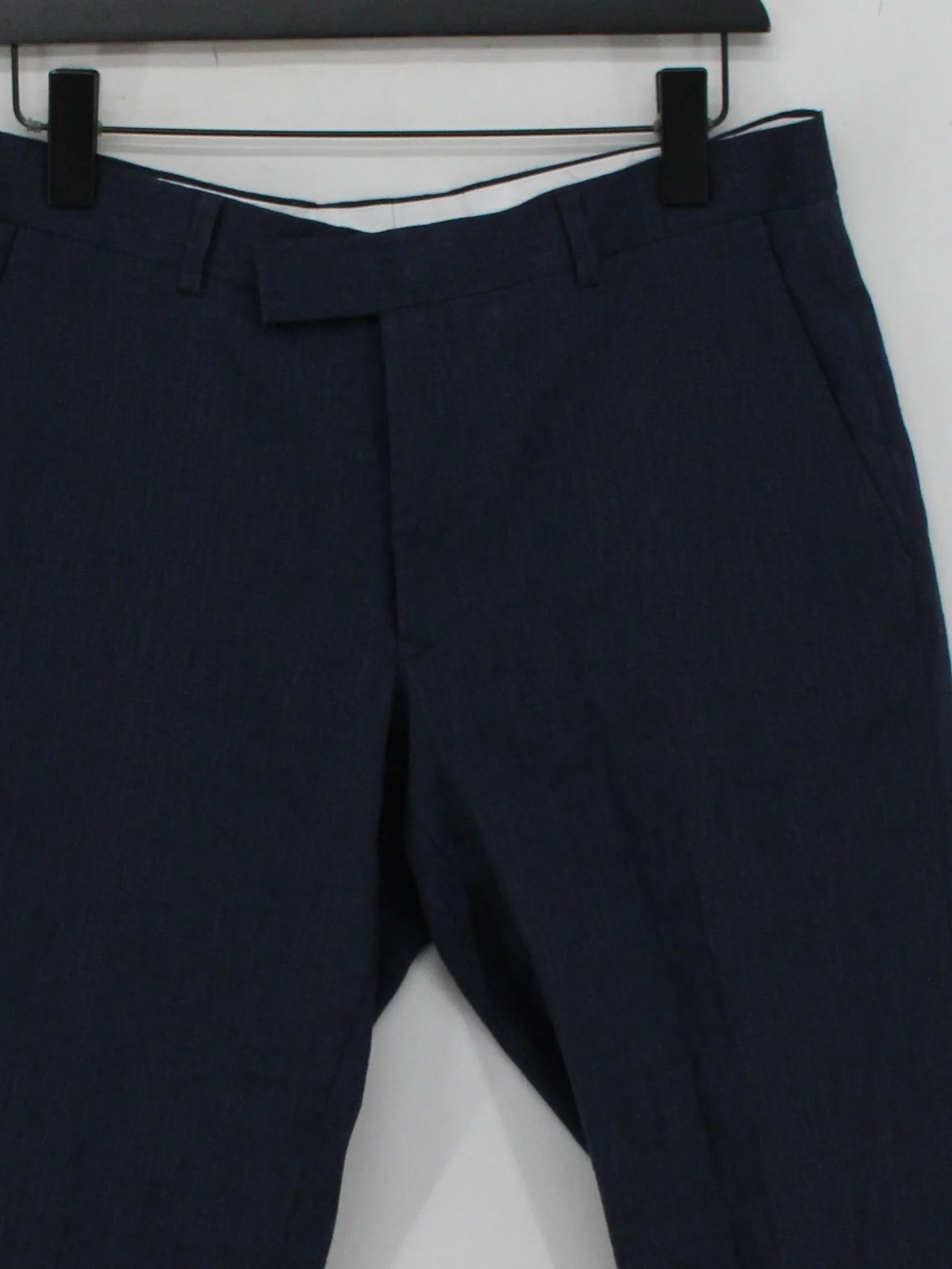 Moss London Men's Suit Trousers W 32 in Blue Linen - Image 3