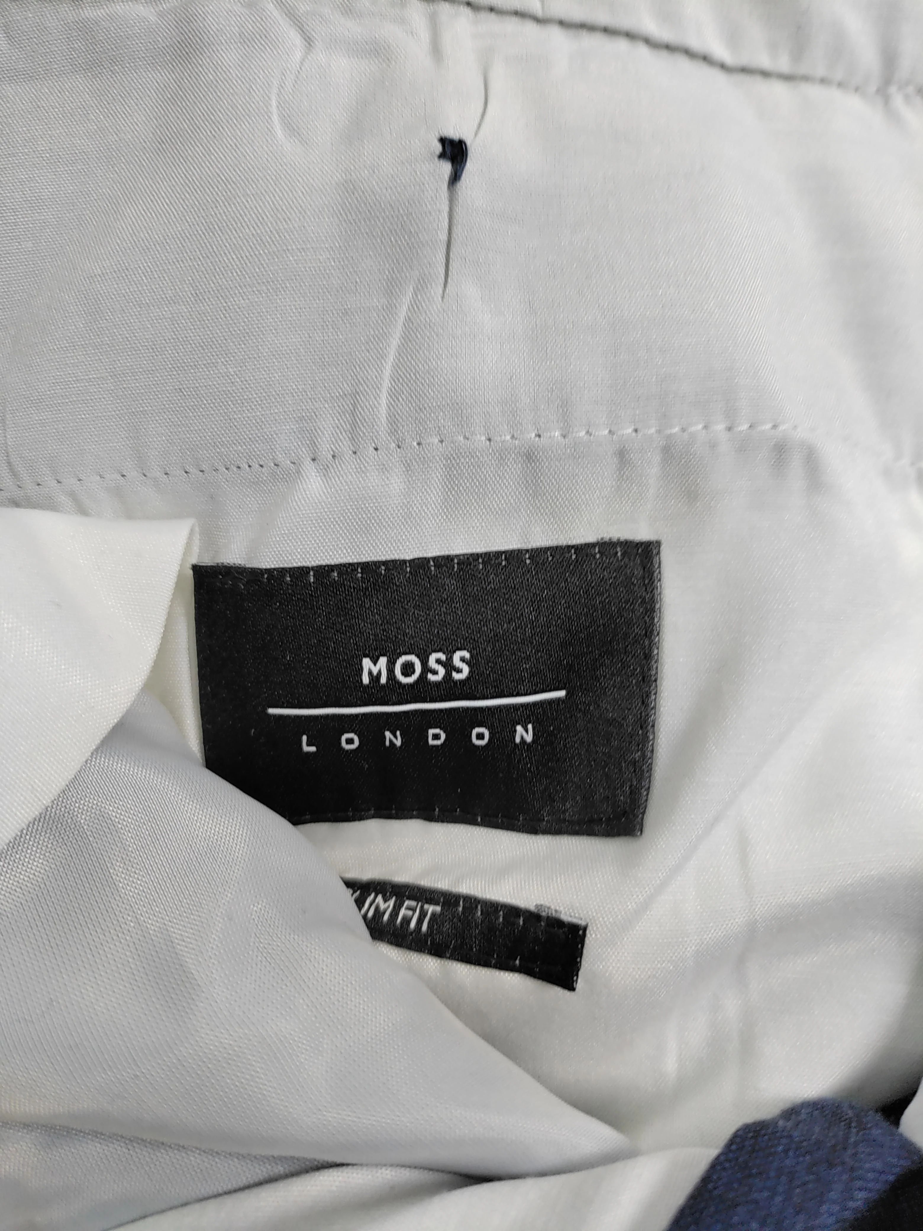 Moss London Men's Suit Trousers W 32 in Blue Linen - Image 5