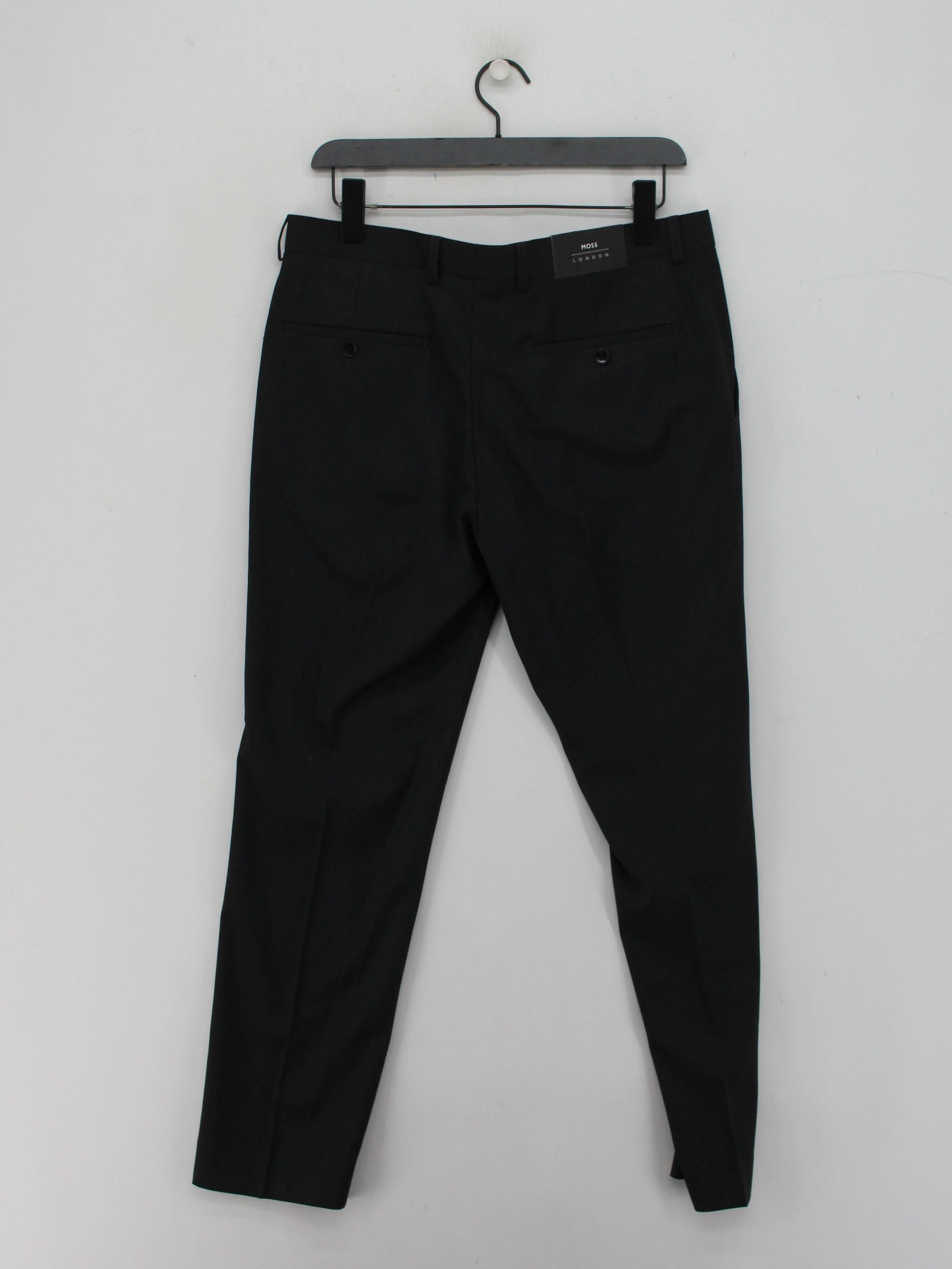 Moss London Men's Suit Trousers W 34 in Black Polyester - Image 2