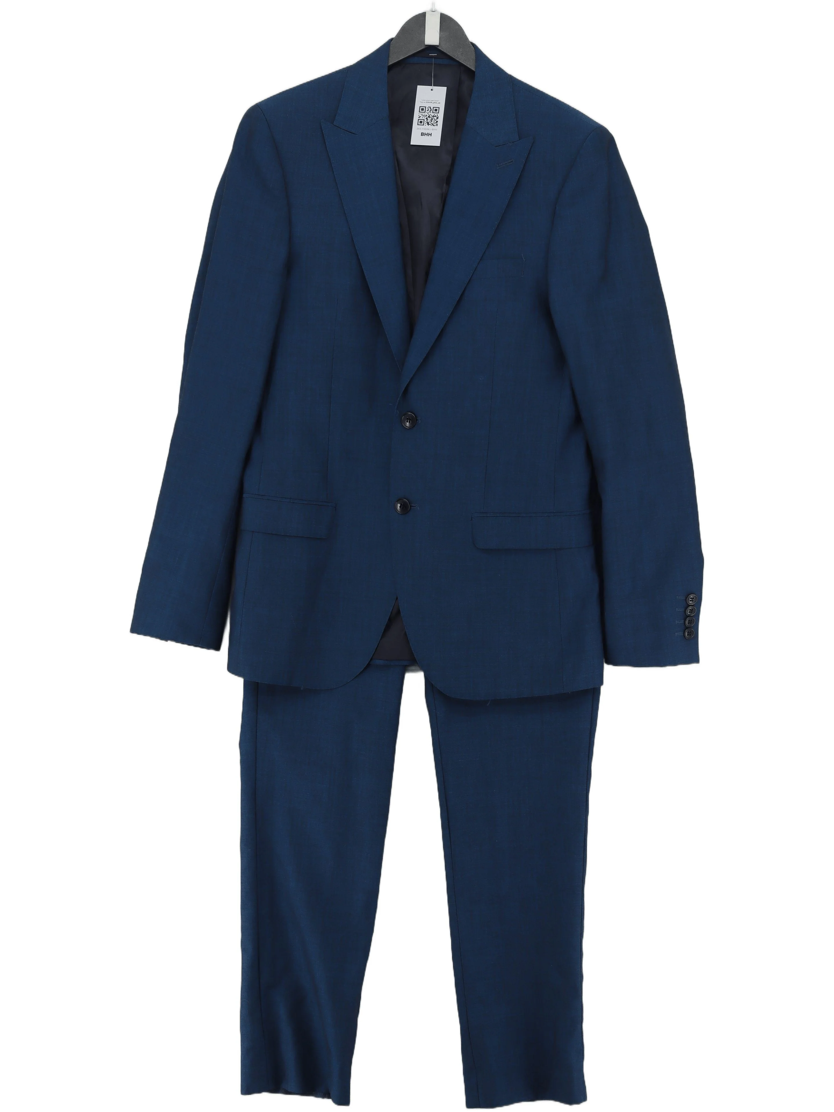 Moss London Men's Two Piece Suit Chest: 38 in Blue Polyester with Wool 2 Piece