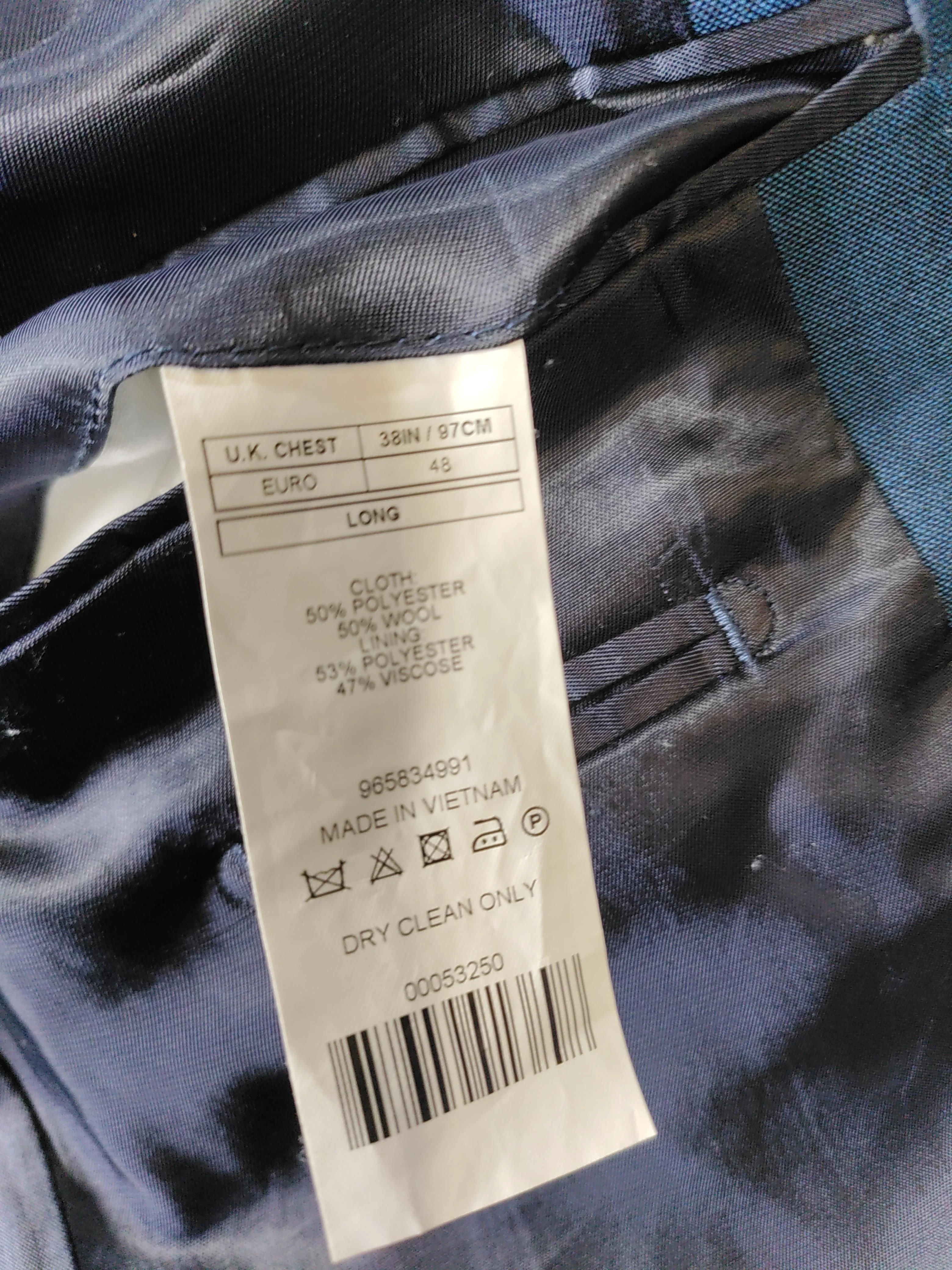 Moss London Men's Two Piece Suit Chest: 38 in Blue Polyester with Wool 2 Piece - Image 7