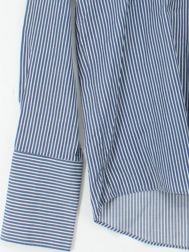Moss Men's Shirt Collar: 15 in Blue Striped Cotton with Polyester Basic - Image 4