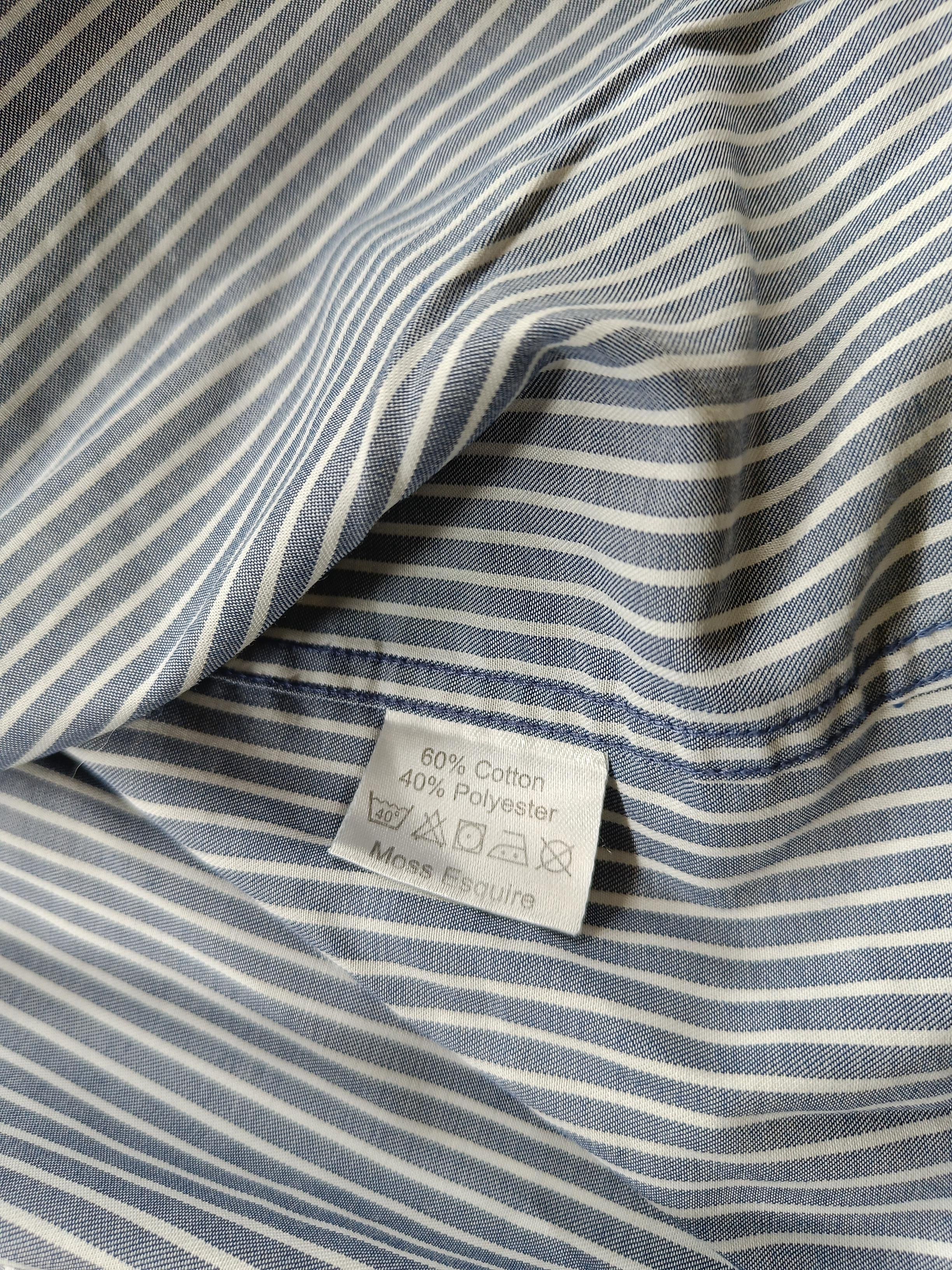 Moss Men's Shirt Collar: 15 in Blue Striped Cotton with Polyester Basic - Image 6