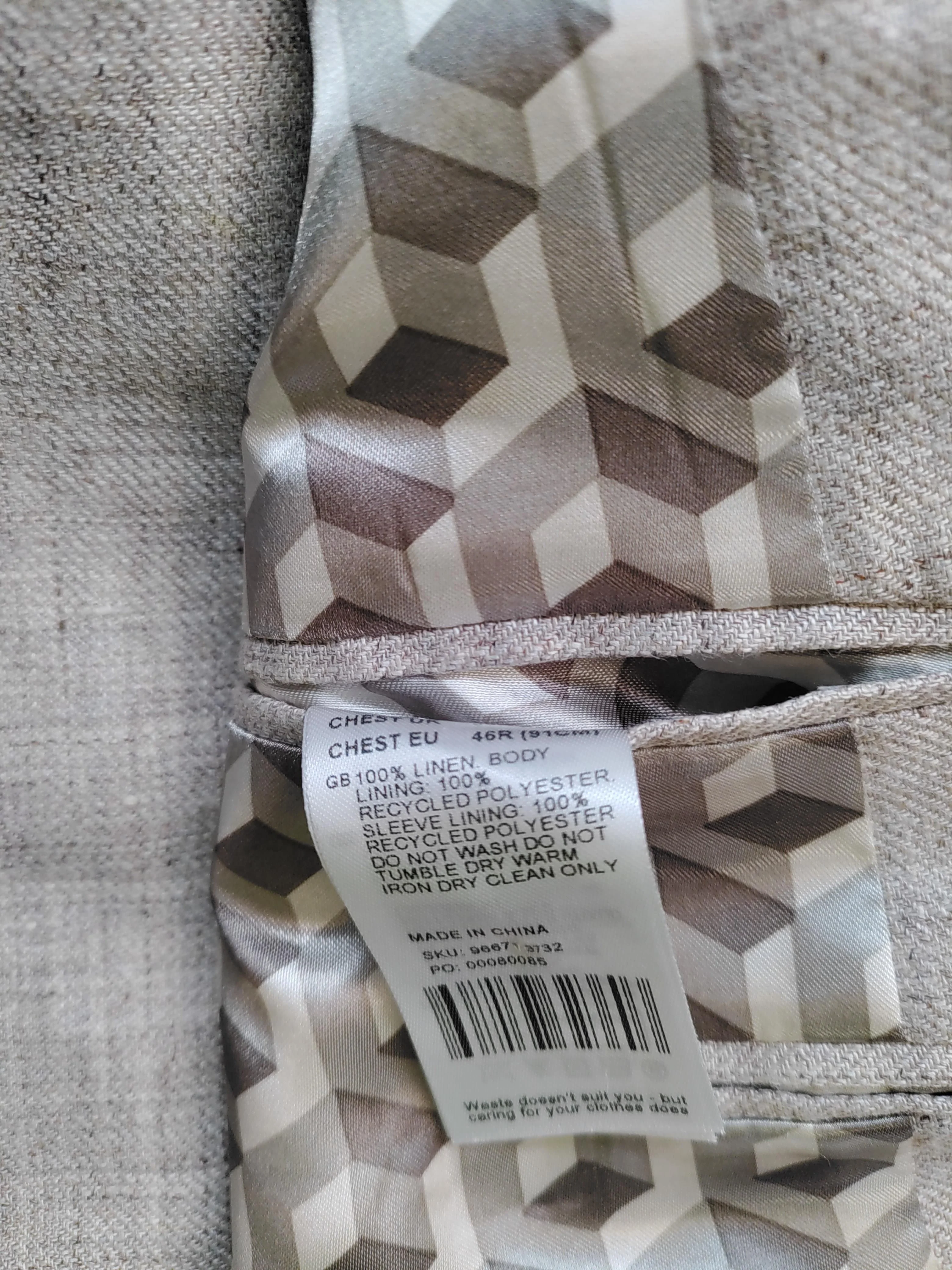 Moss Men's Two Piece Suit Chest: 46 in Tan Linen with Polyester 2 Piece - Image 7