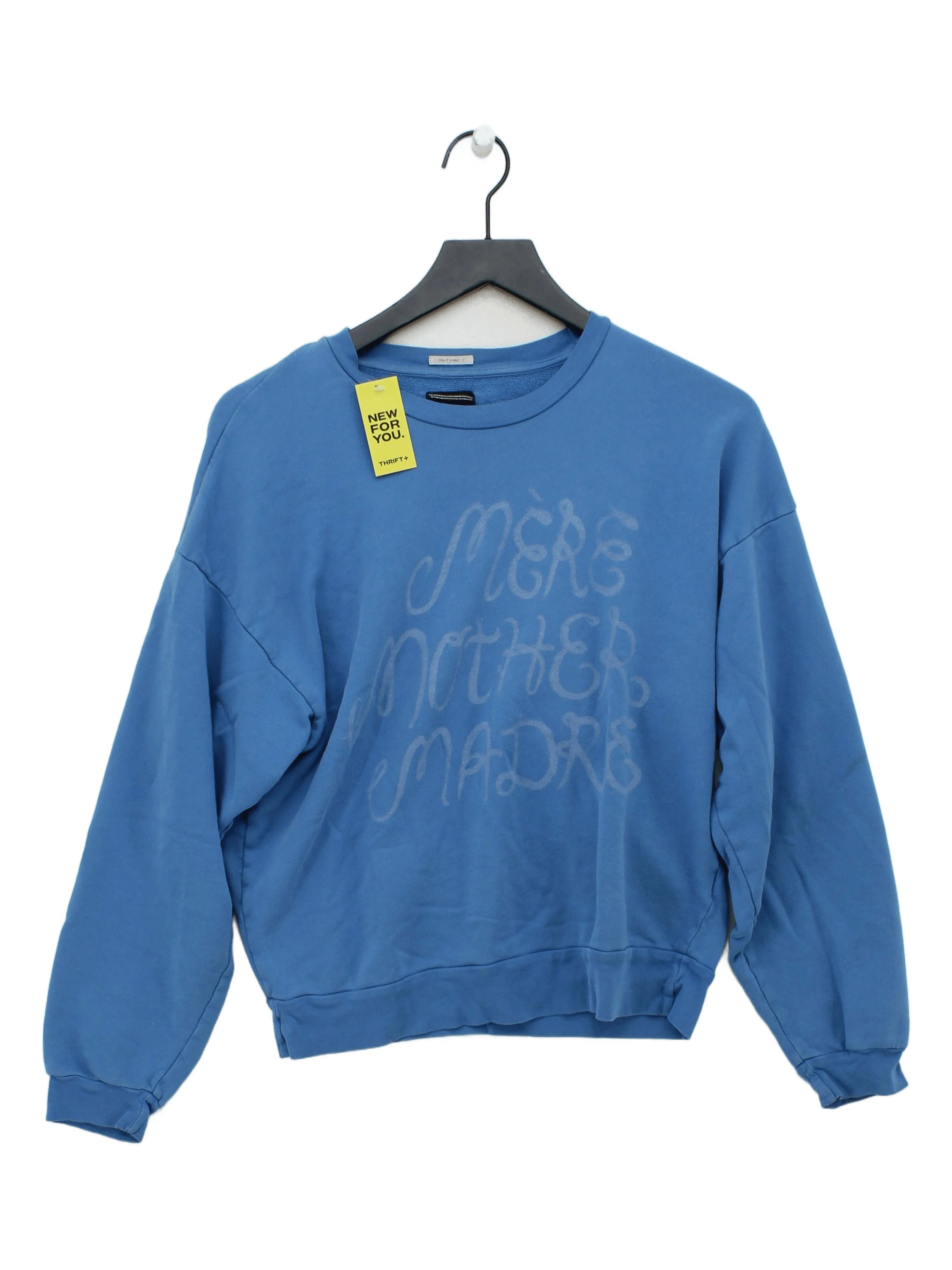 Mother Women's Hoodie S Blue Graphic 100% Cotton Pullover