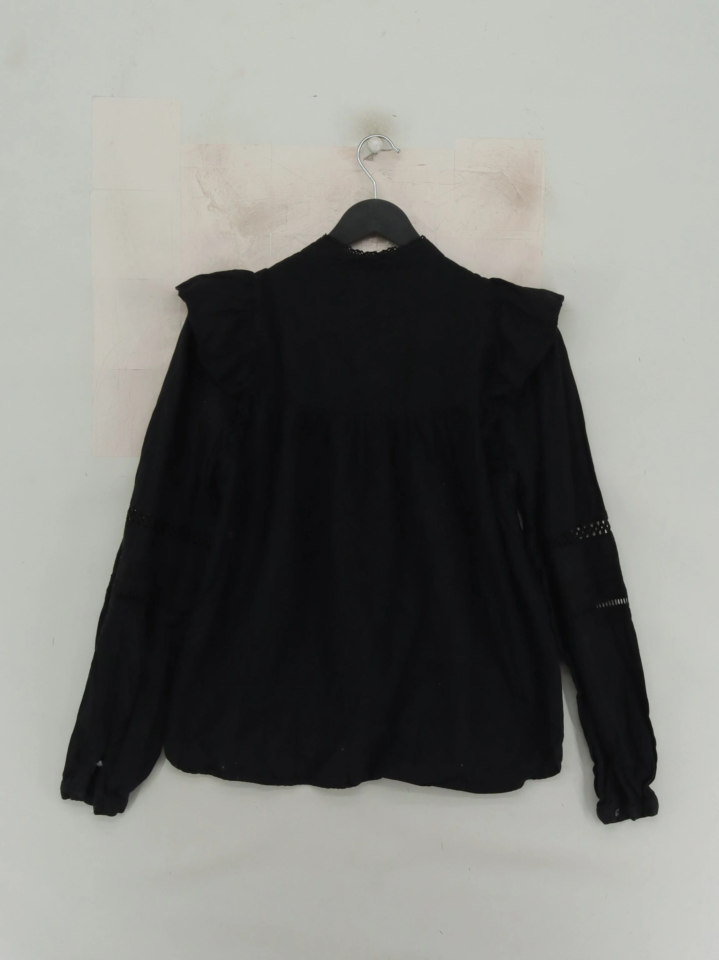 Moves Women's Blouse UK 6 Black 100% Cotton Long Sleeve Collared Basic - Image 2