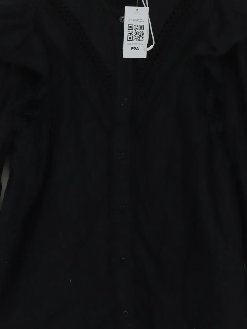 Moves Women's Blouse UK 6 Black 100% Cotton Long Sleeve Collared Basic - Image 3
