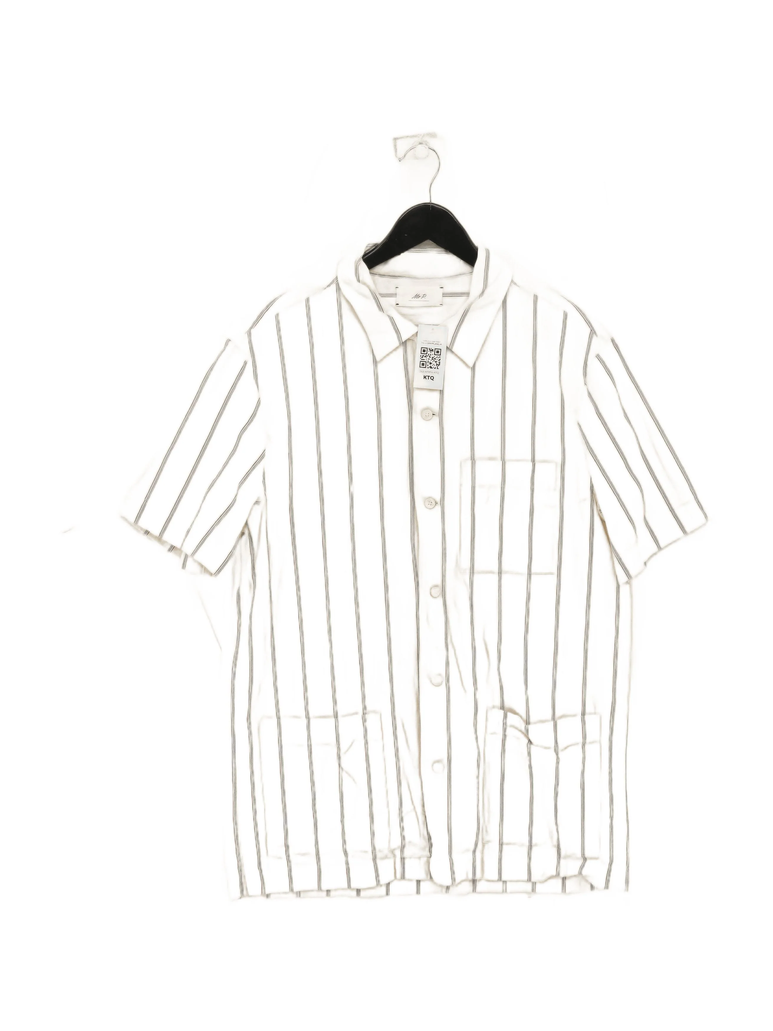 Mr P. Men's Shirt XL Cream Striped 100% Cotton Basic