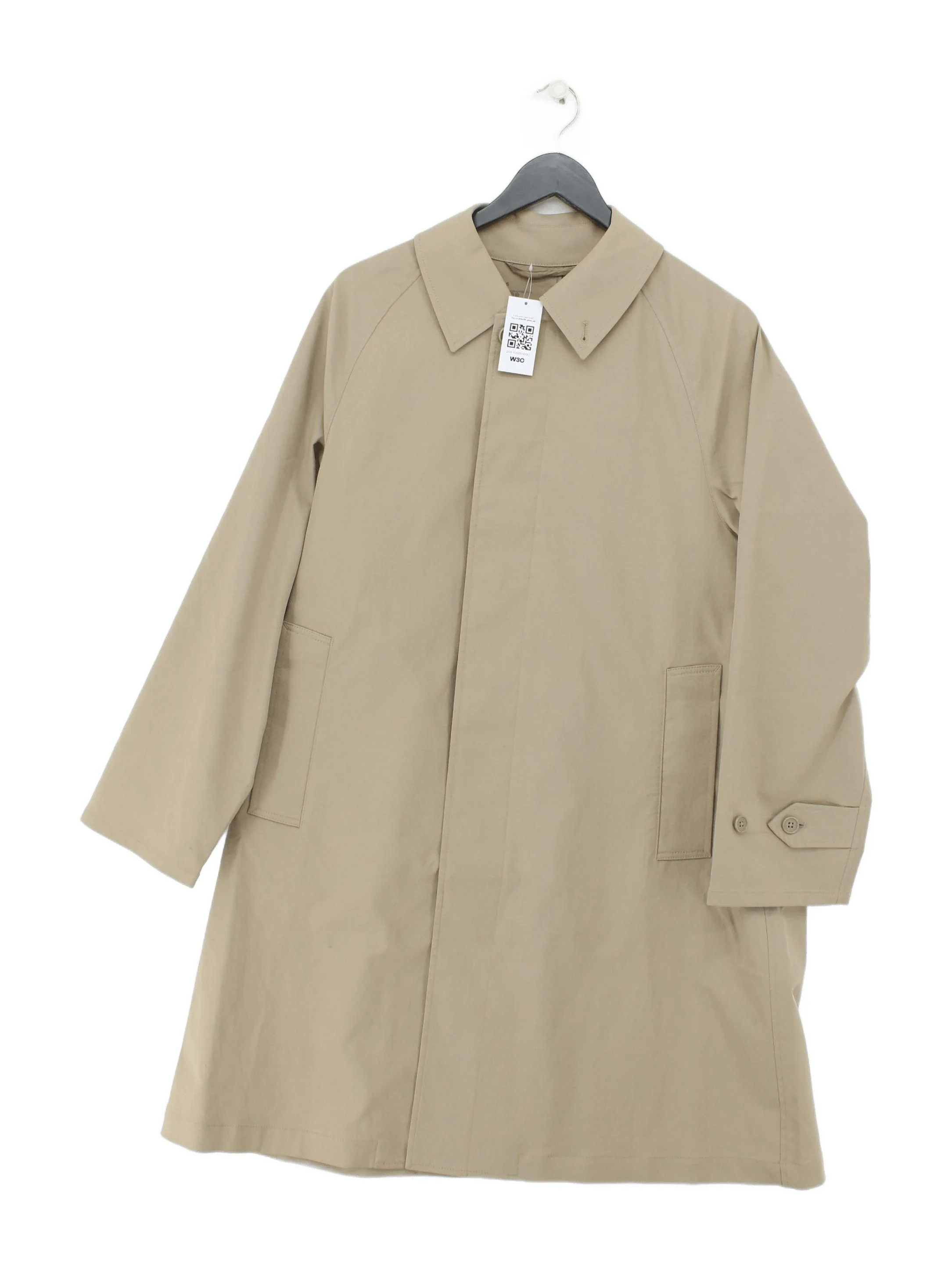 MUJI Men's Coat S Tan Polyester with Elastane Trench Coat