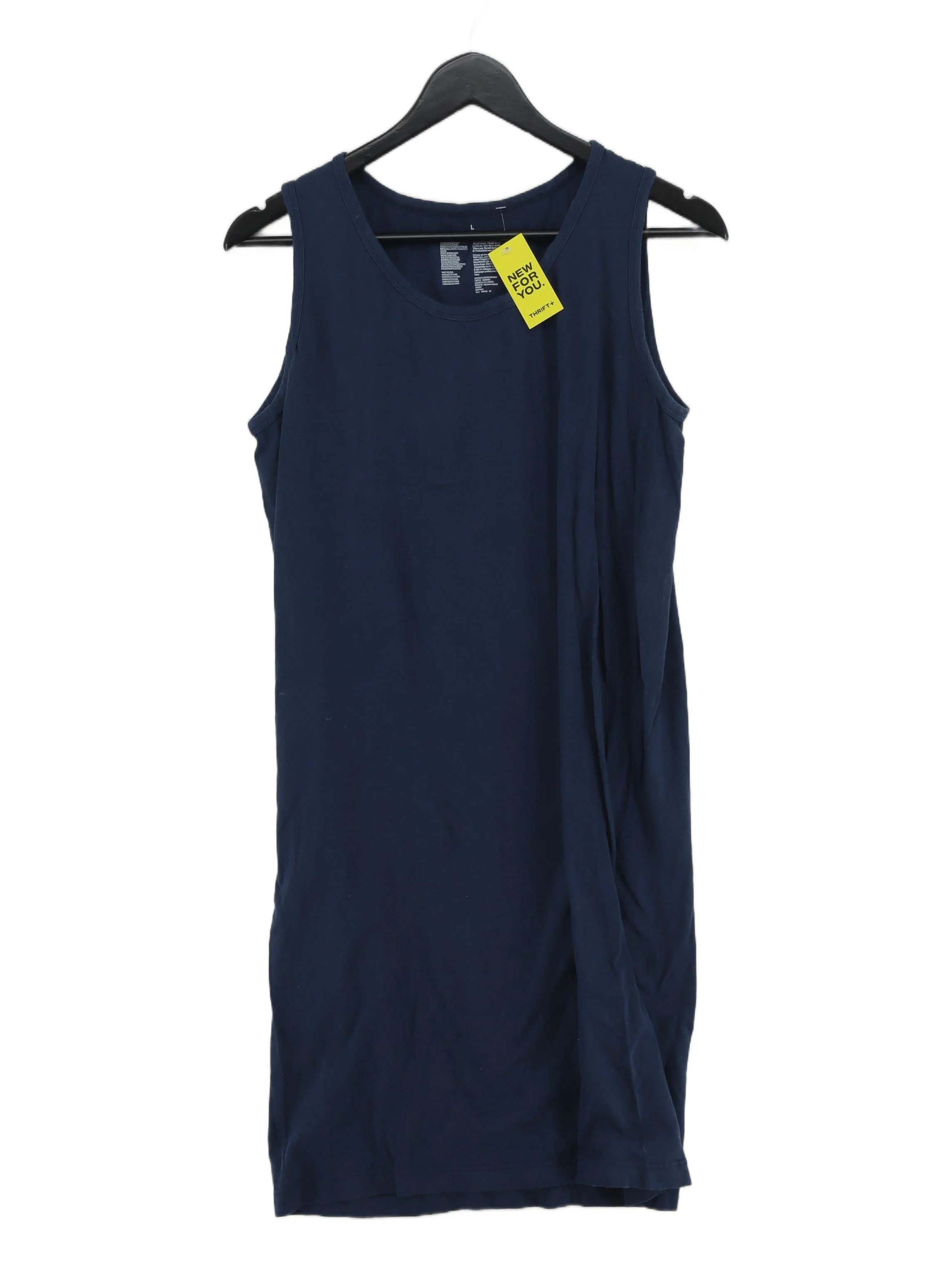 MUJI Men's T-Shirt L Blue Cotton with Polyester Sleeveless Round Neck Basic