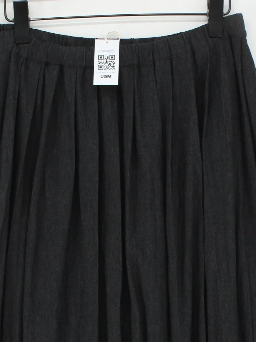 MUJI Women's Midi Skirt L Grey Polyester with Viscose, Elastane Midi Pleated - Image 3
