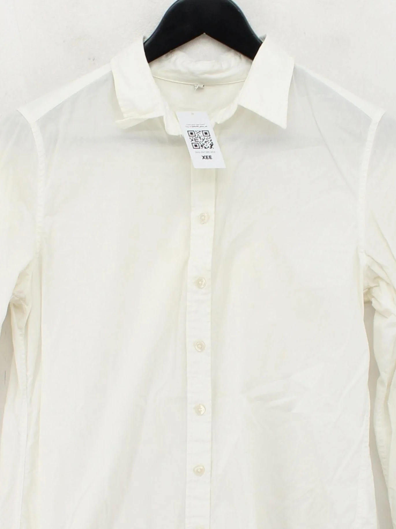 MUJI Women's Shirt M White 100% Cotton Long Sleeve Collared Basic - Image 3