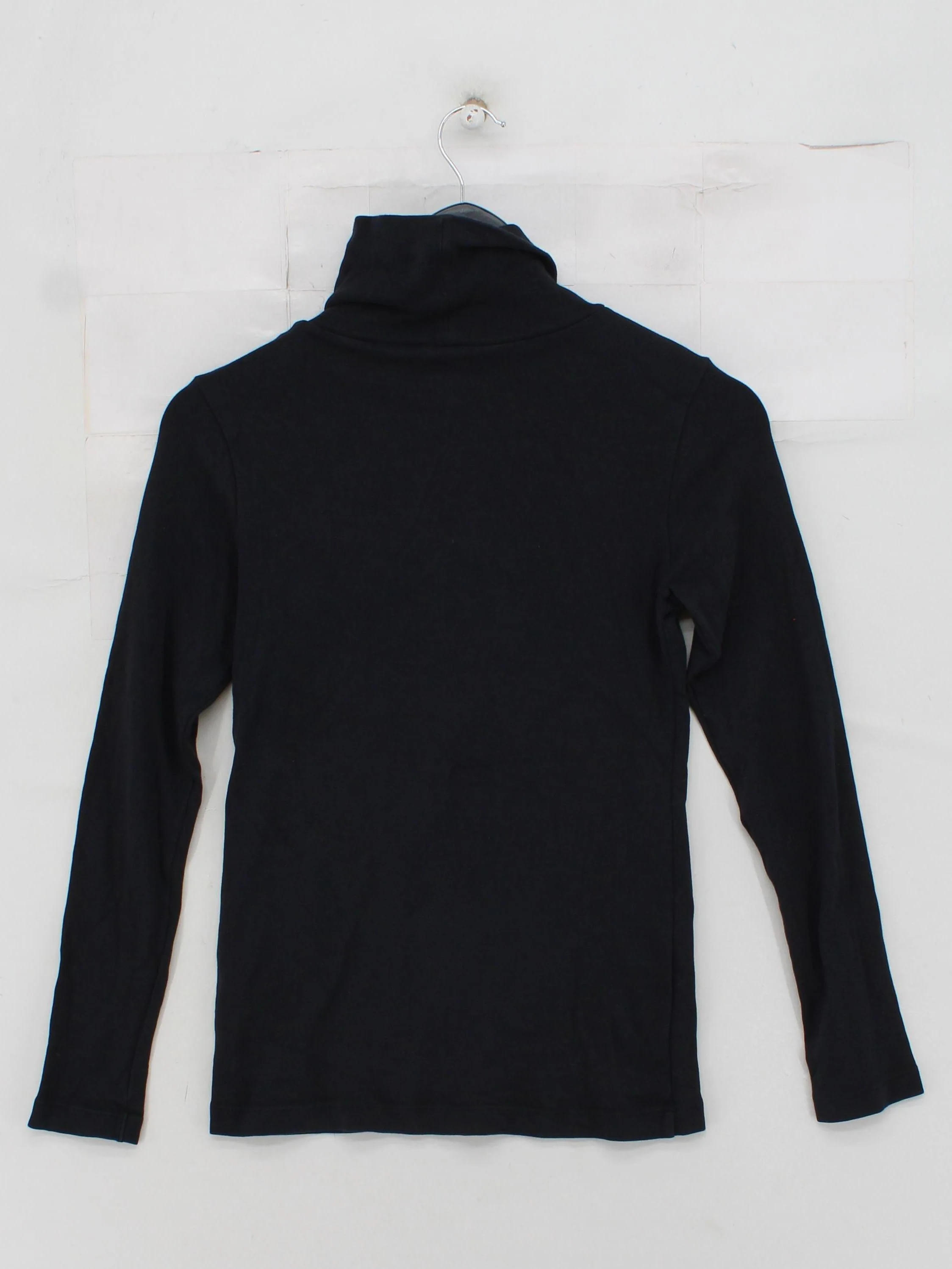 MUJI Women's Top S Black Cotton with Elastane Long Sleeve Roll Neck Basic - Image 2