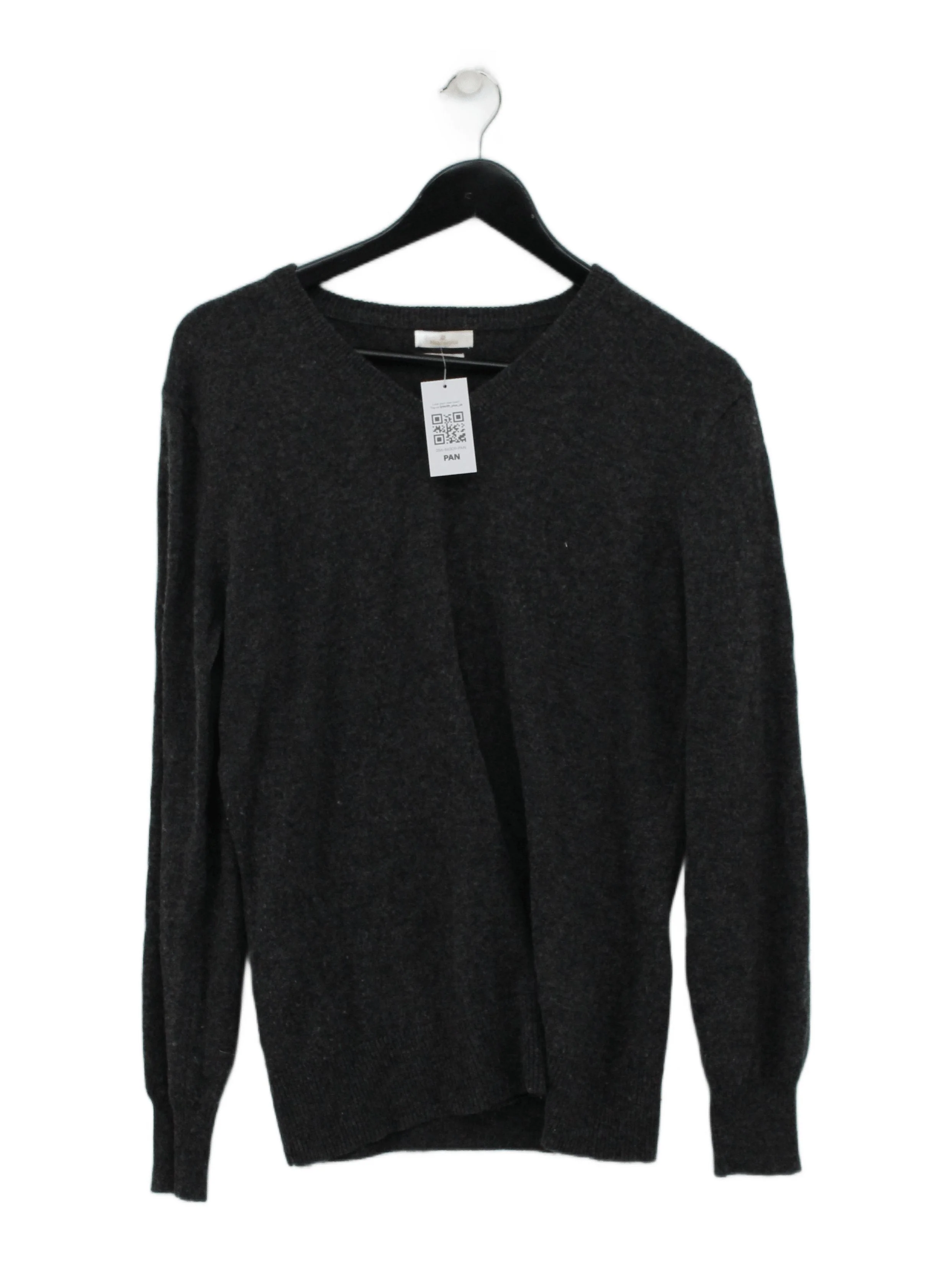 MUNROSPUN Men's Jumper L Grey 100% Wool Round Neck Pullover