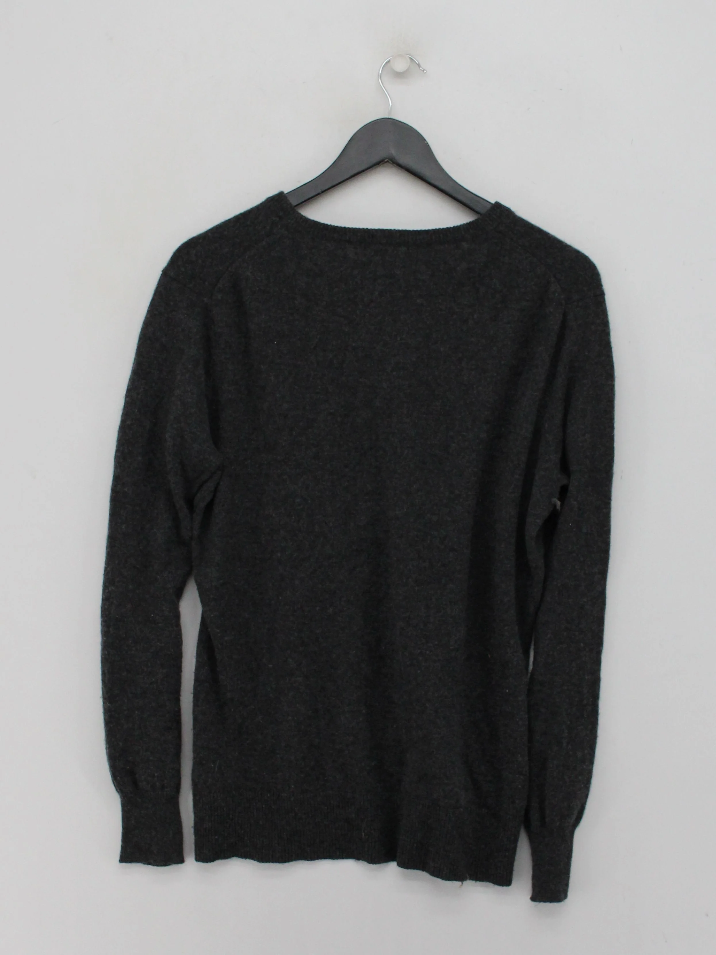 MUNROSPUN Men's Jumper L Grey 100% Wool Round Neck Pullover - Image 2
