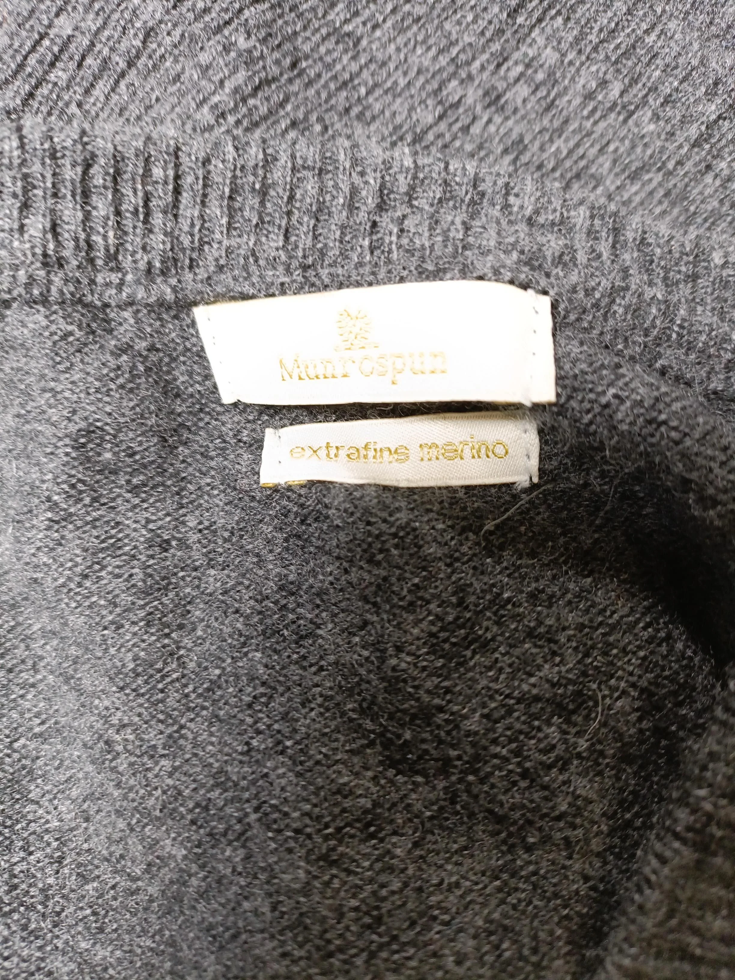 MUNROSPUN Men's Jumper L Grey 100% Wool Round Neck Pullover - Image 5