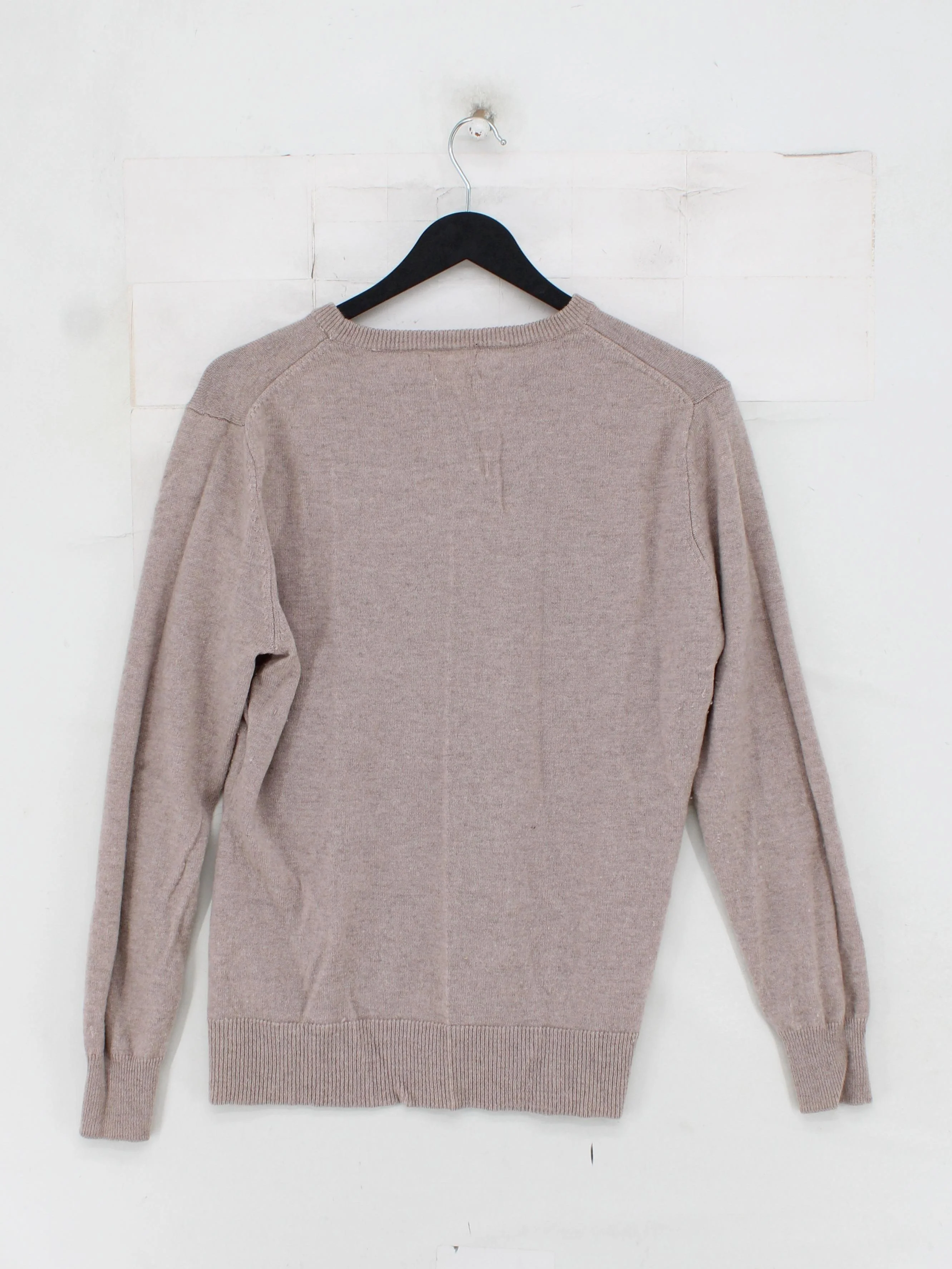 MUNROSPUN Men's Jumper L Tan 100% Wool Crew Neck Pullover - Image 2