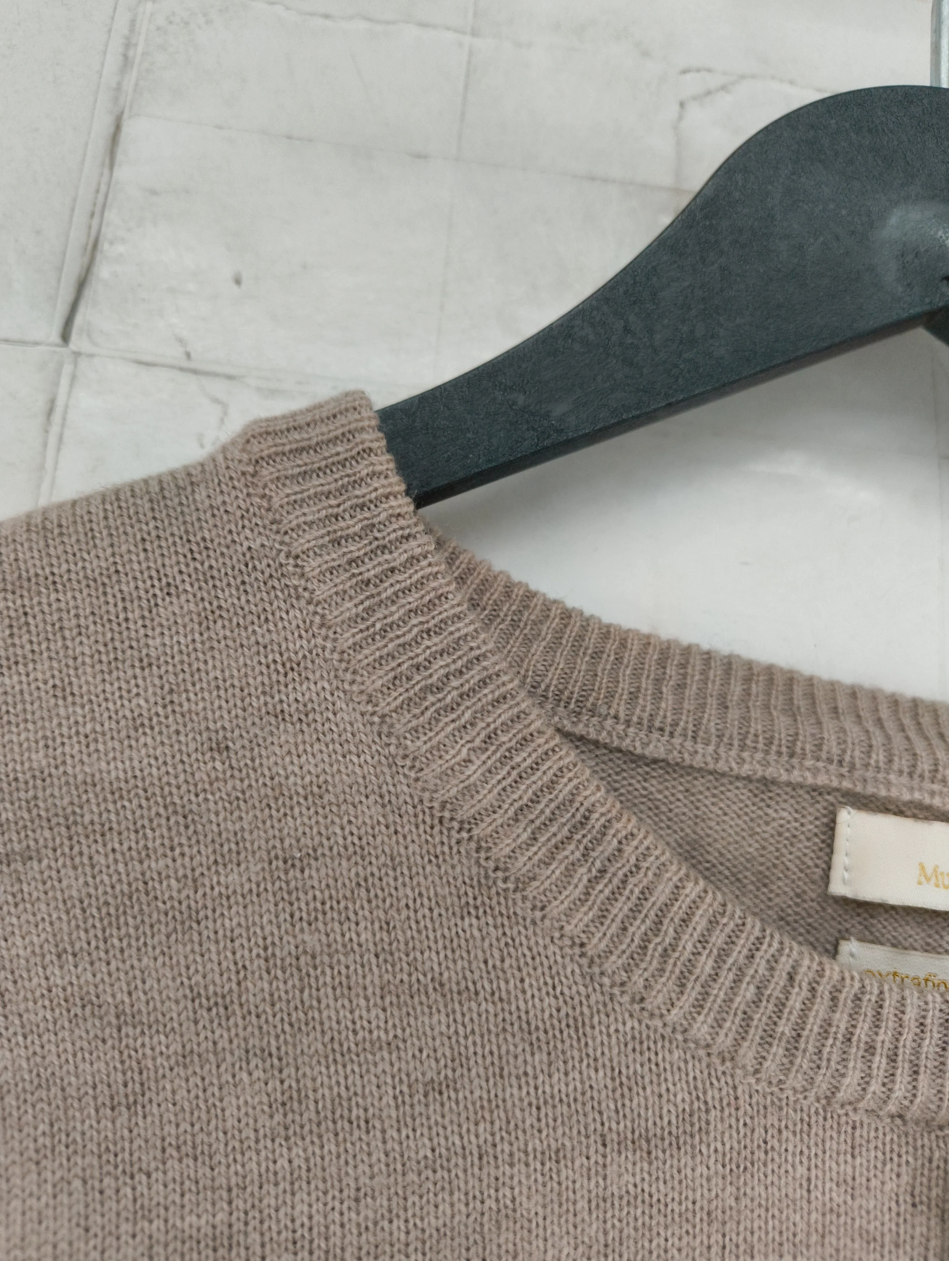 MUNROSPUN Men's Jumper L Tan 100% Wool Crew Neck Pullover - Image 5