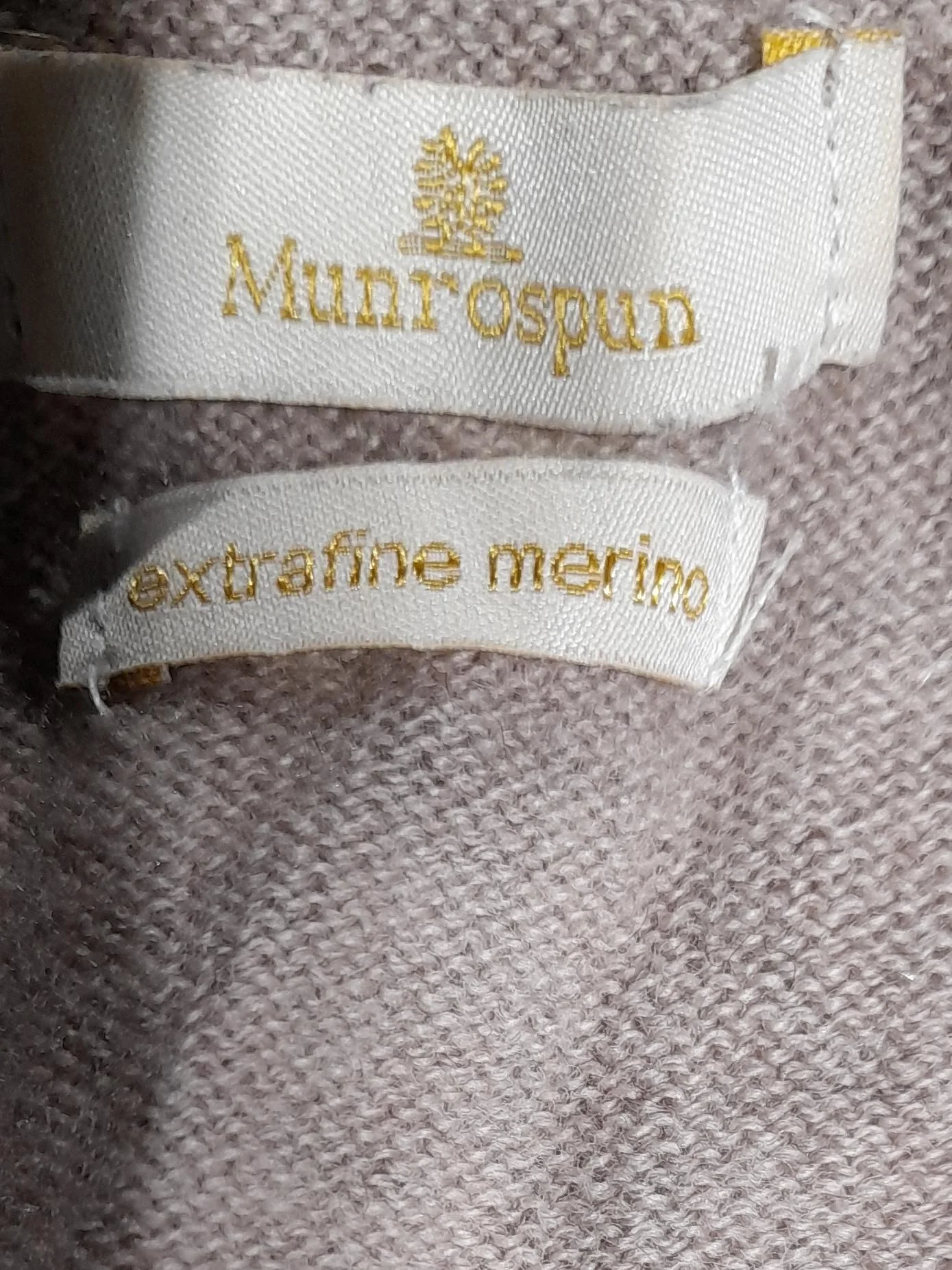 MUNROSPUN Men's Jumper L Tan 100% Wool Crew Neck Pullover - Image 7