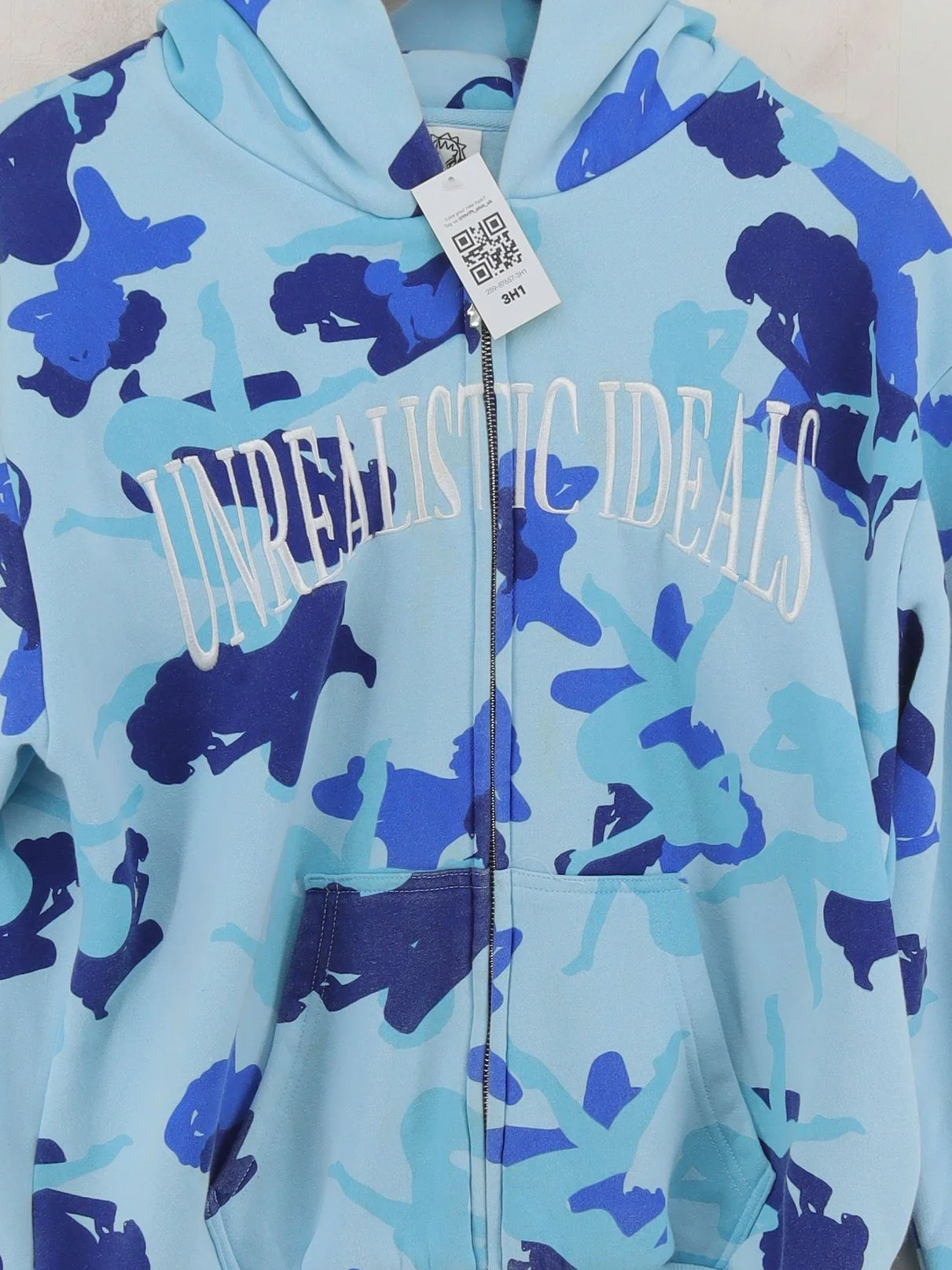 Named Collective Men's Hoodie M Blue Camo 100% Cotton Pullover - Image 3
