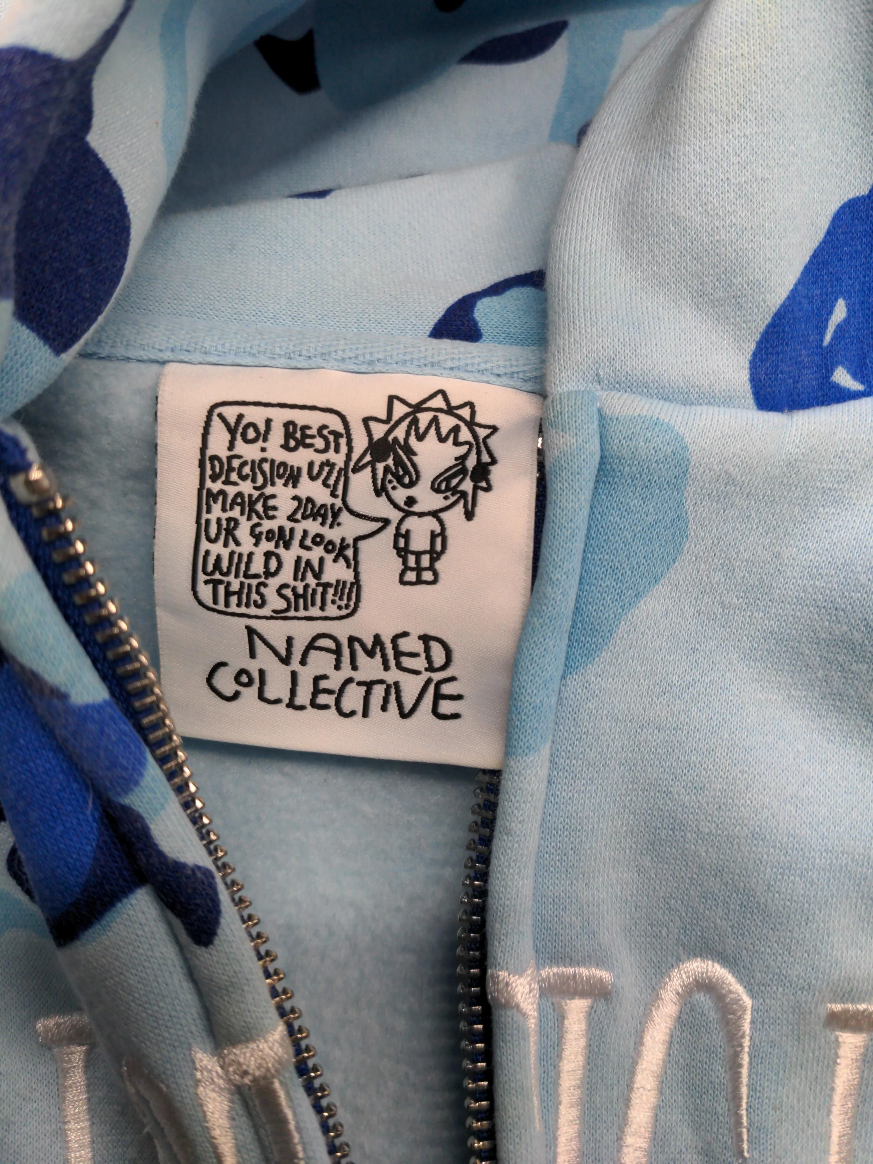 Named Collective Men's Hoodie M Blue Camo 100% Cotton Pullover - Image 7