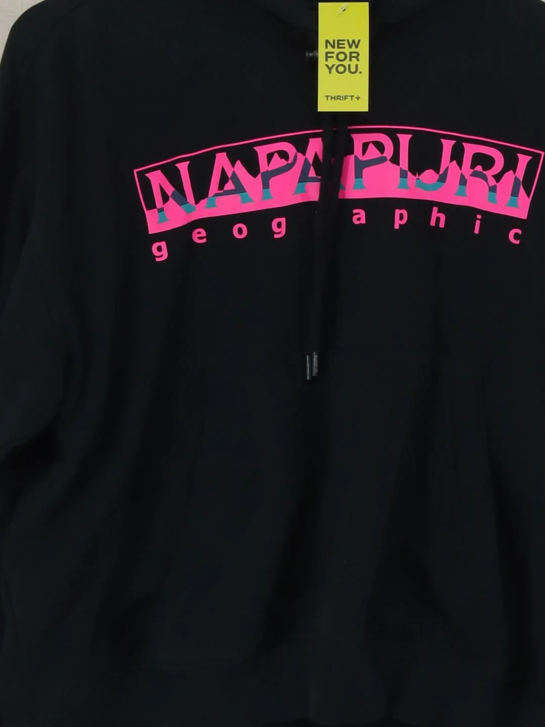 Napapijri Men's Hoodie M Black Graphic Cotton with Polyester, Elastane Pullover - Image 3