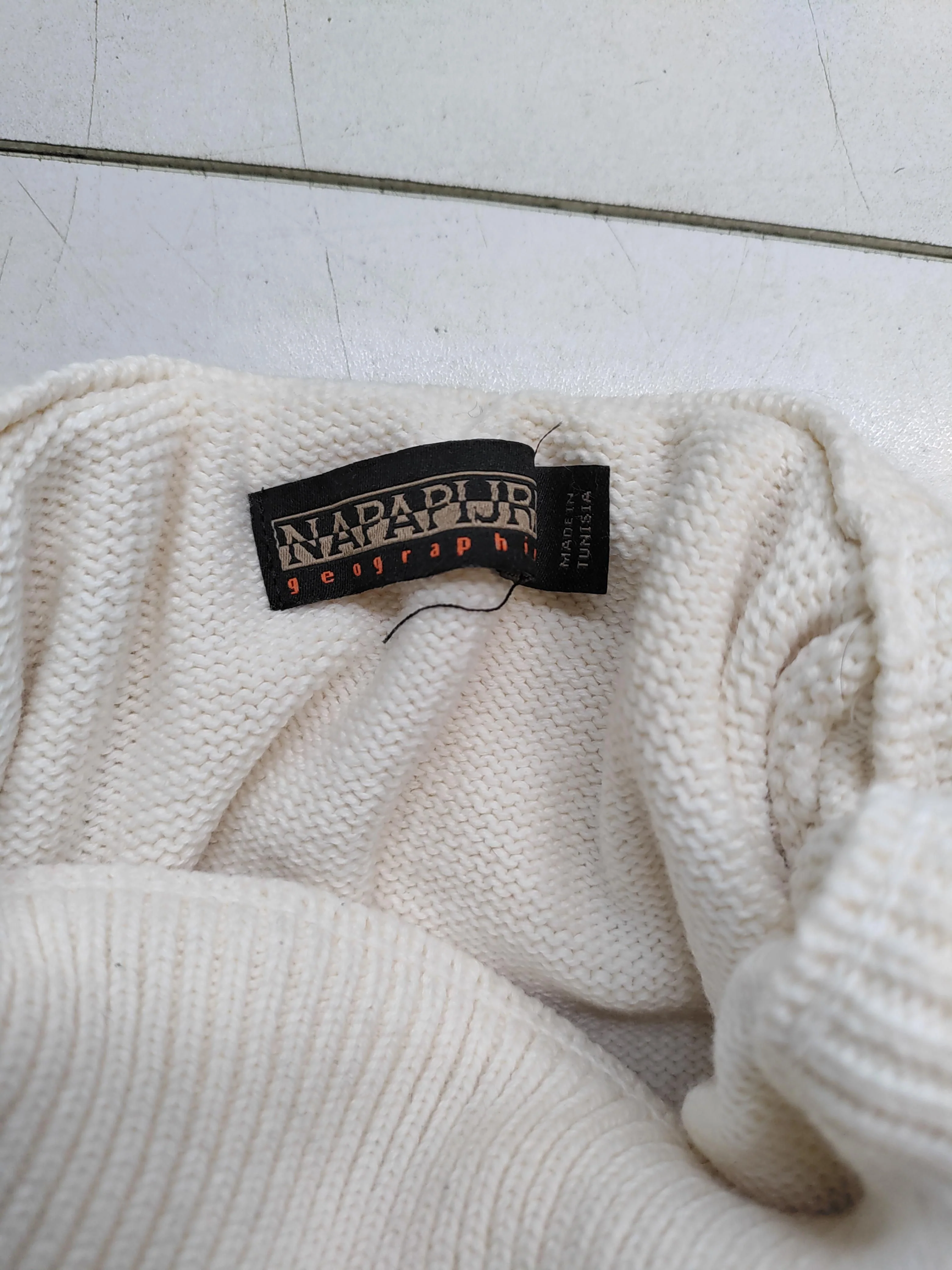 Napapijri Men's Jumper XL Cream Striped Wool with Polyamide Roll Neck Pullover - Image 5