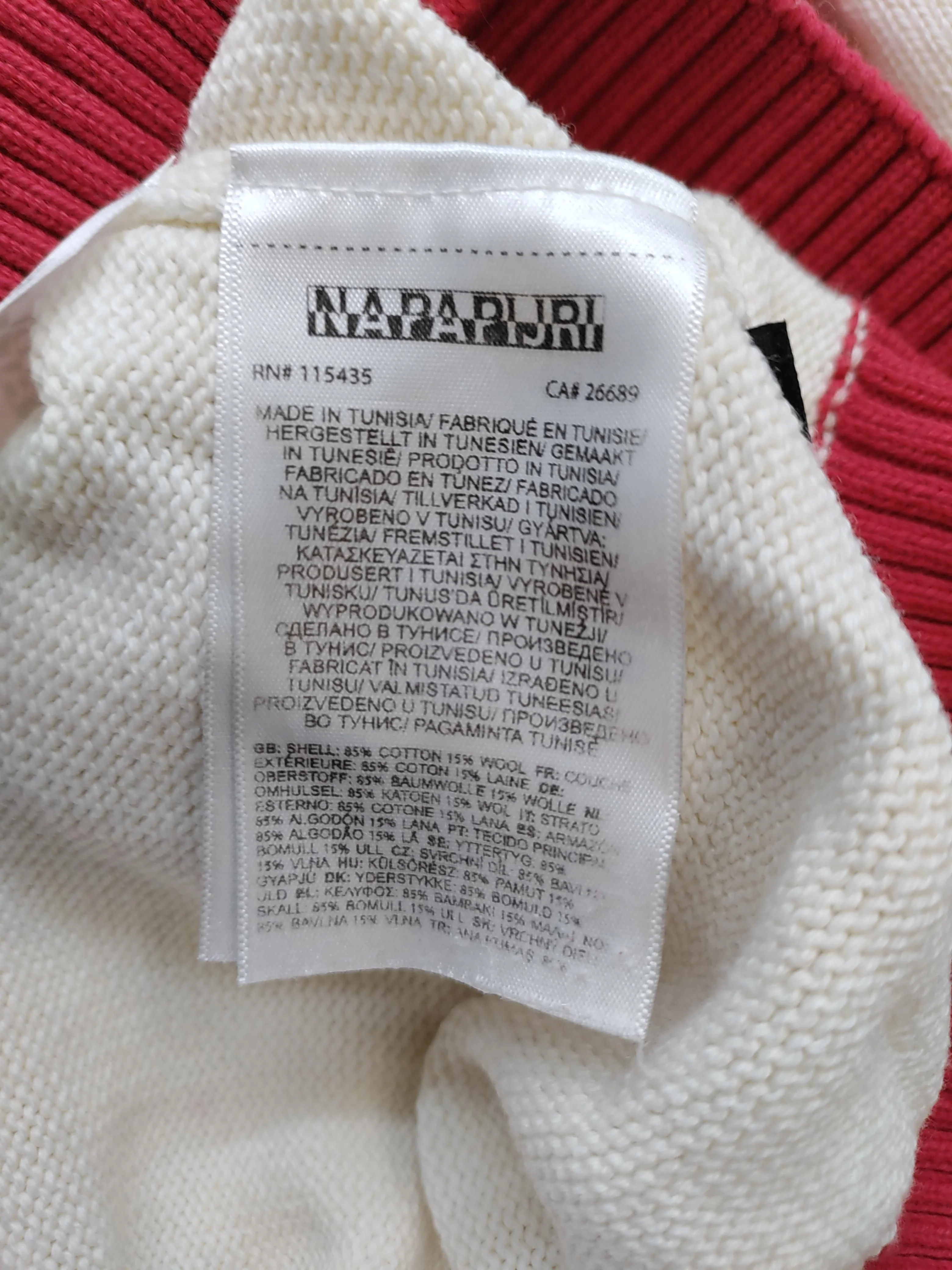 Napapijri Men's Jumper XL Cream Striped Wool with Polyamide Roll Neck Pullover - Image 6