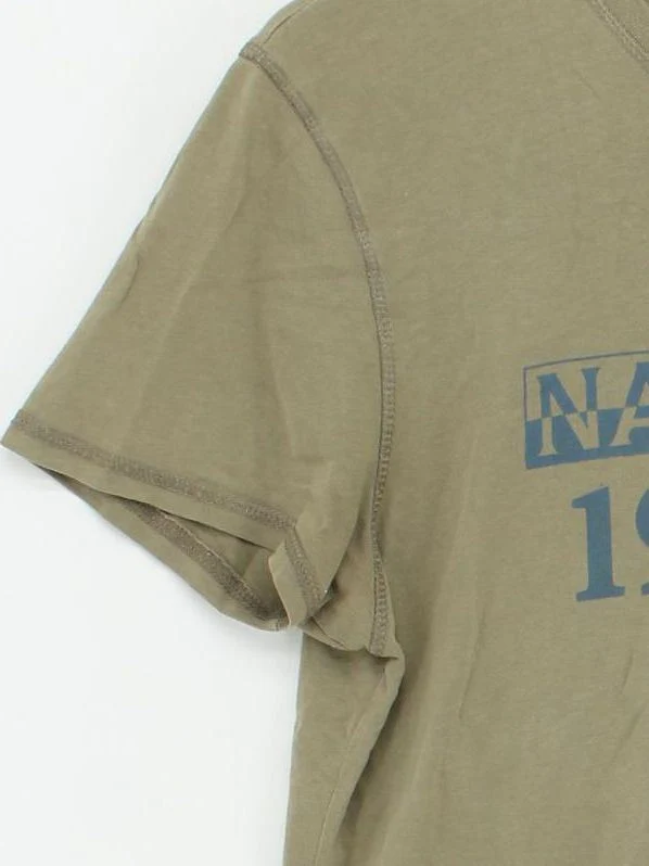 Napapijri Men's T-Shirt S Green Graphic 100% Cotton Basic - Image 4