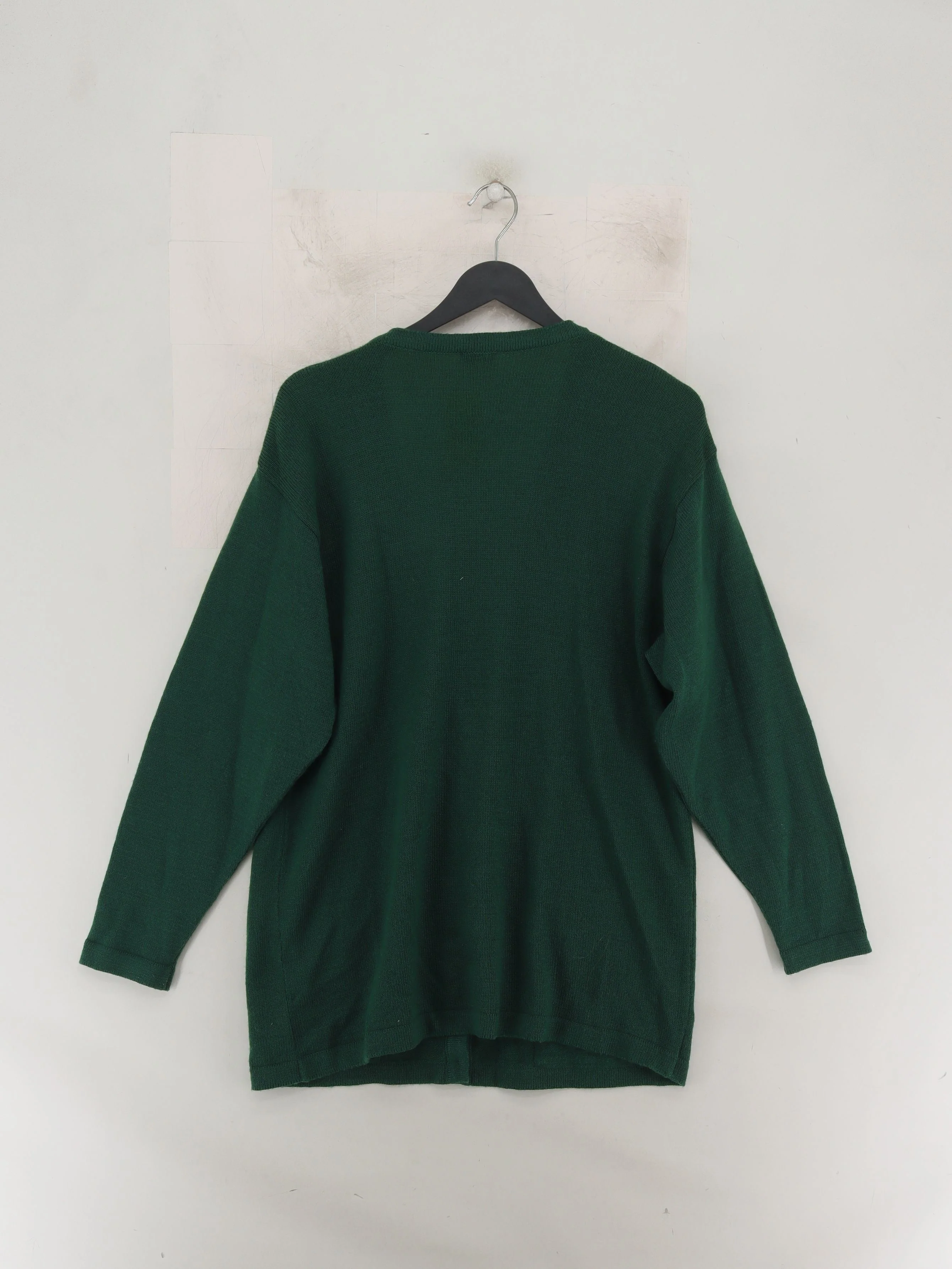 National Athletic Goods Women's Cardigan UK 12 Green 100% Wool V-Neck Cardigan - Image 2