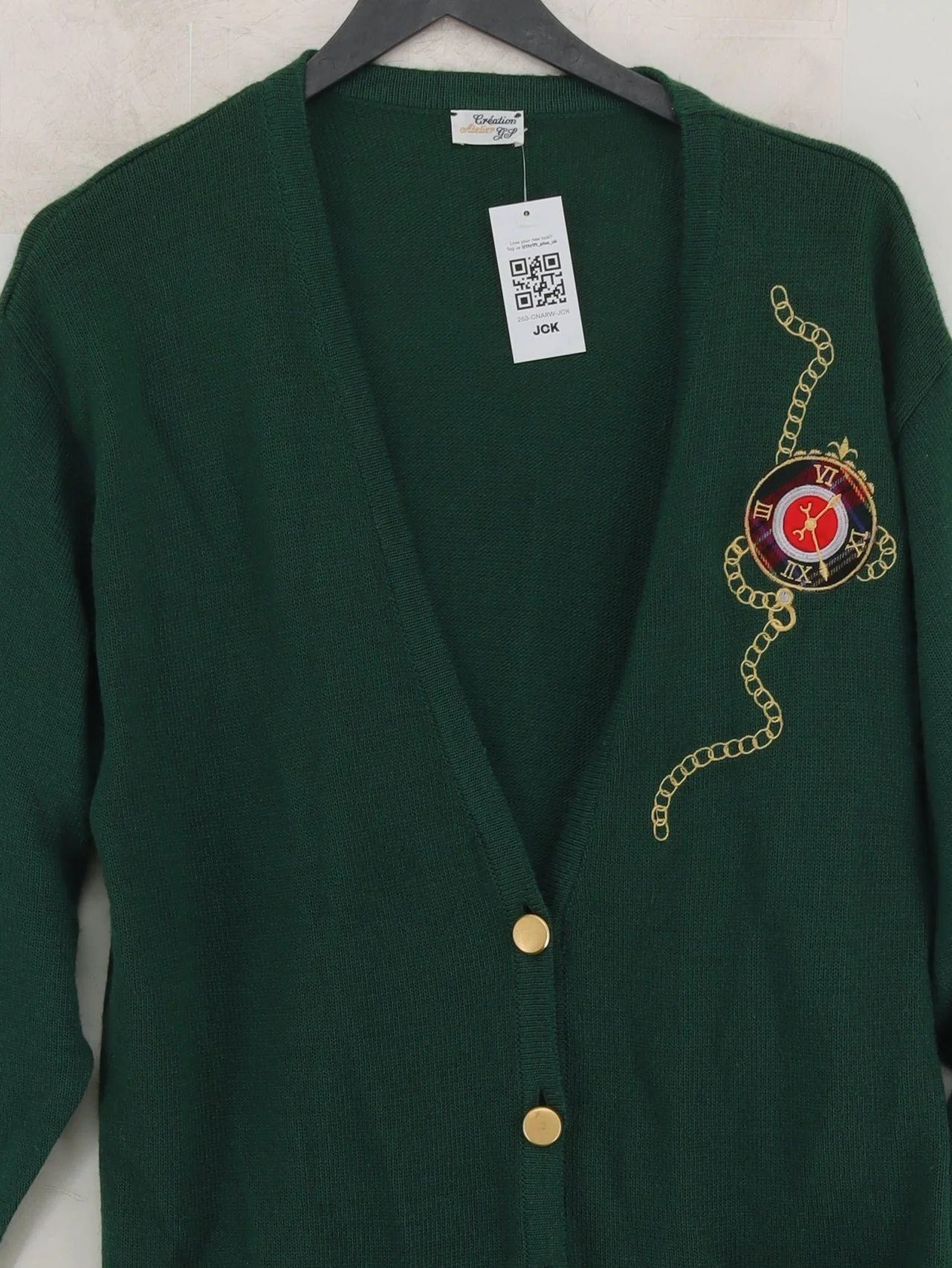 National Athletic Goods Women's Cardigan UK 12 Green 100% Wool V-Neck Cardigan - Image 3
