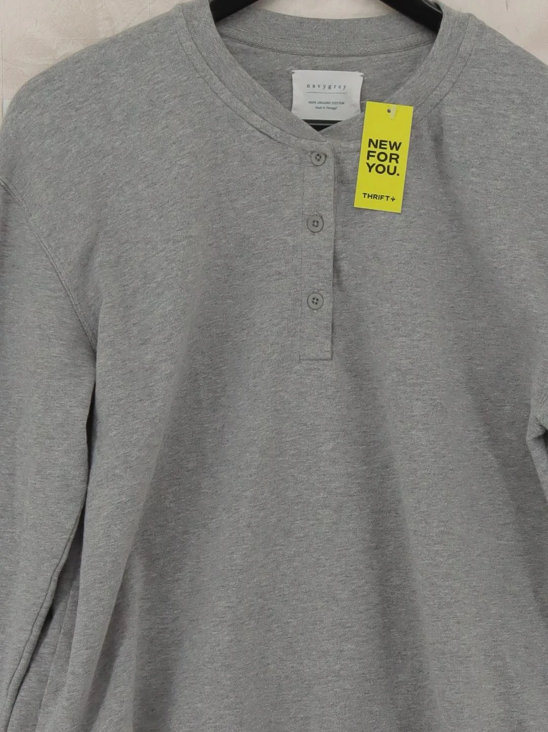 Navy Grey Men's Hoodie S Grey 100% Cotton Pullover - Image 3