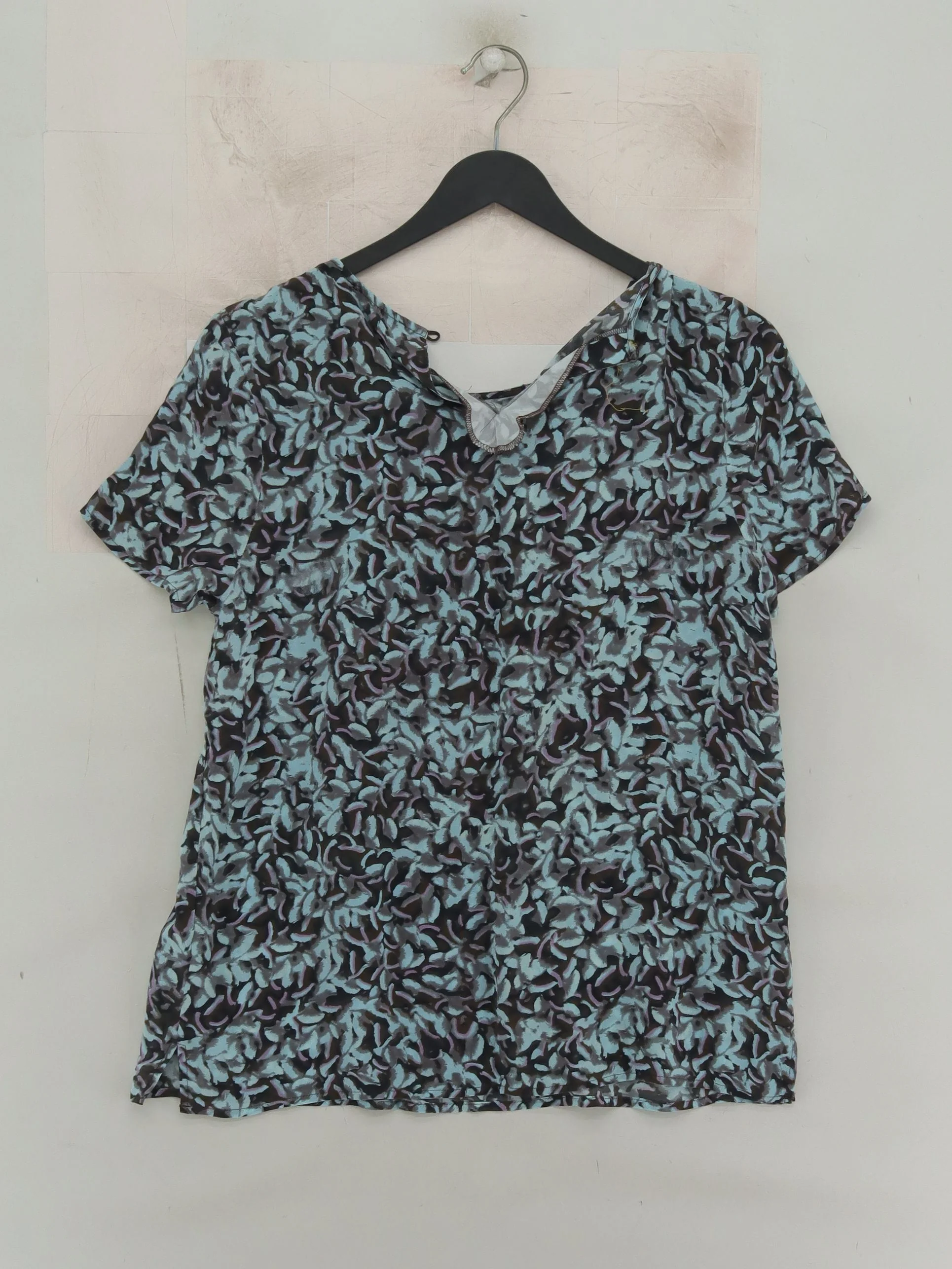 Navyboot Women's Top UK 12 Multi 100% Silk Short Sleeve Round Neck Basic - Image 2