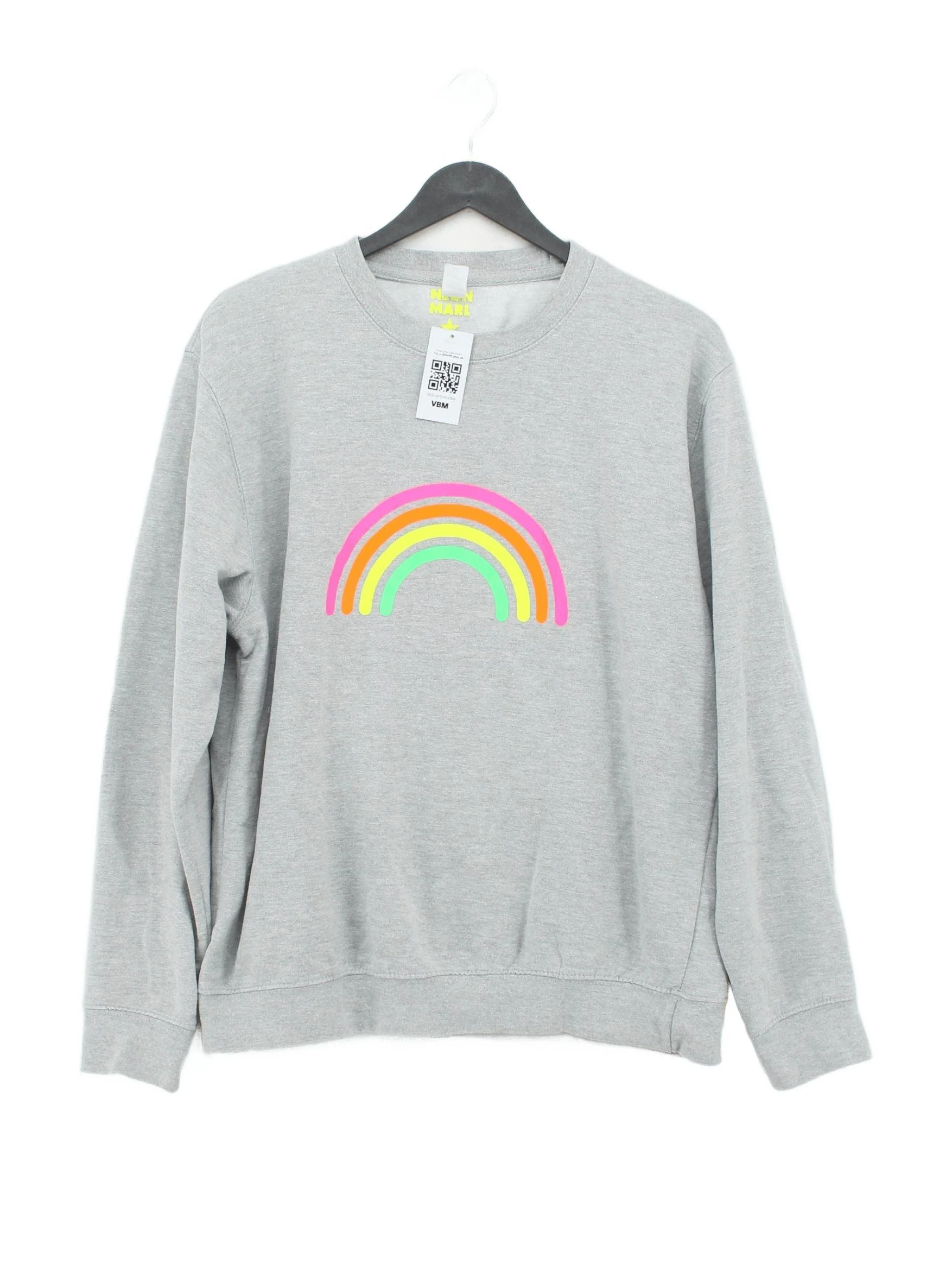 Neon Marl Women's Jumper M Grey Graphic Cotton with Polyester Crew Neck Pullover