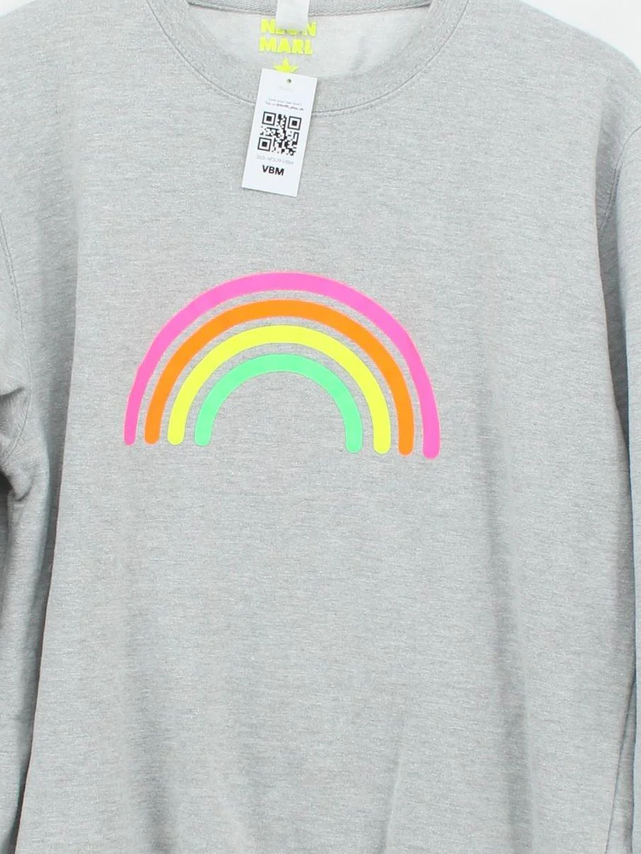 Neon Marl Women's Jumper M Grey Graphic Cotton with Polyester Crew Neck Pullover - Image 3