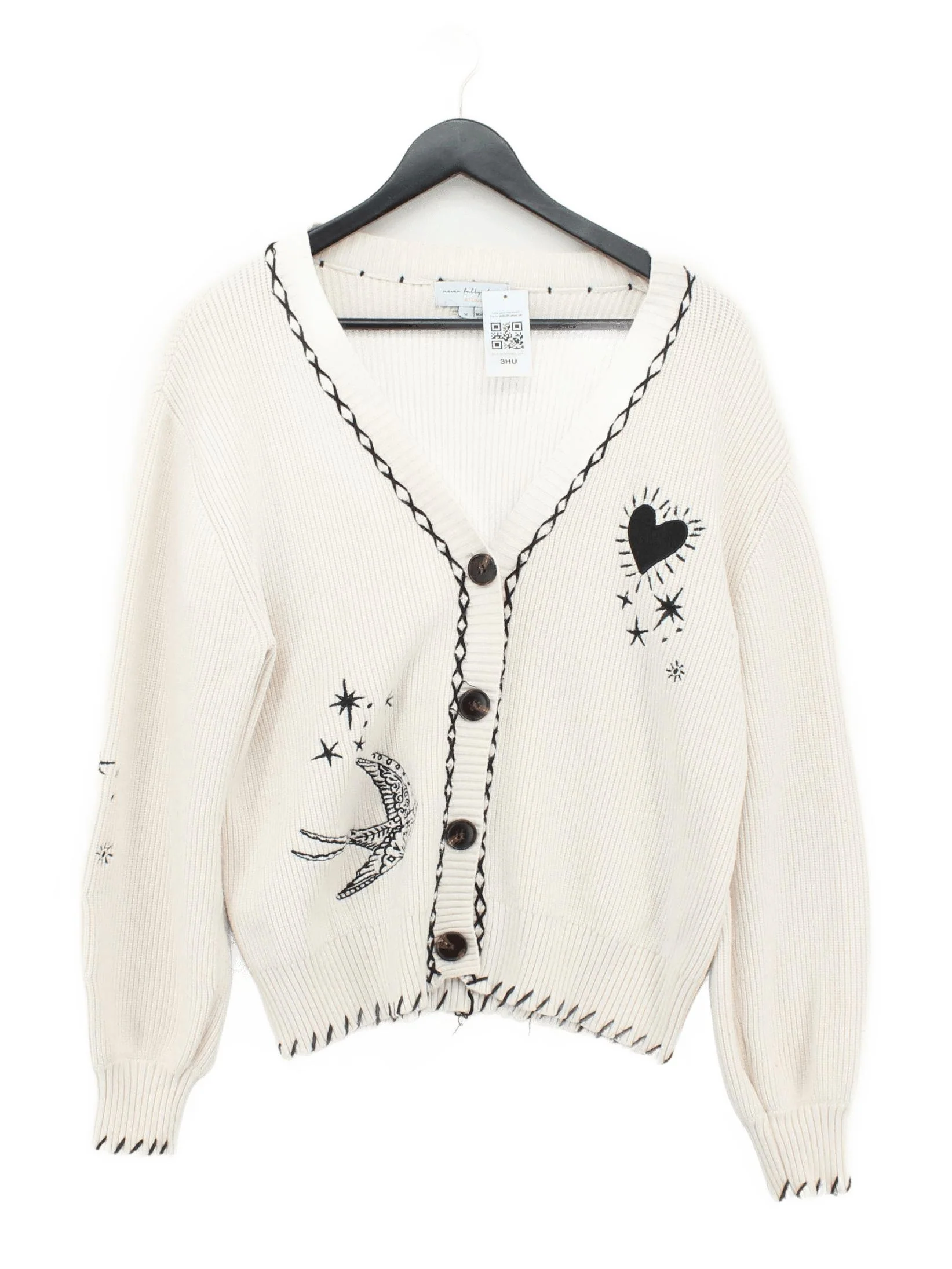 Never Fully Dressed Women's Cardigan M Cream Viscose