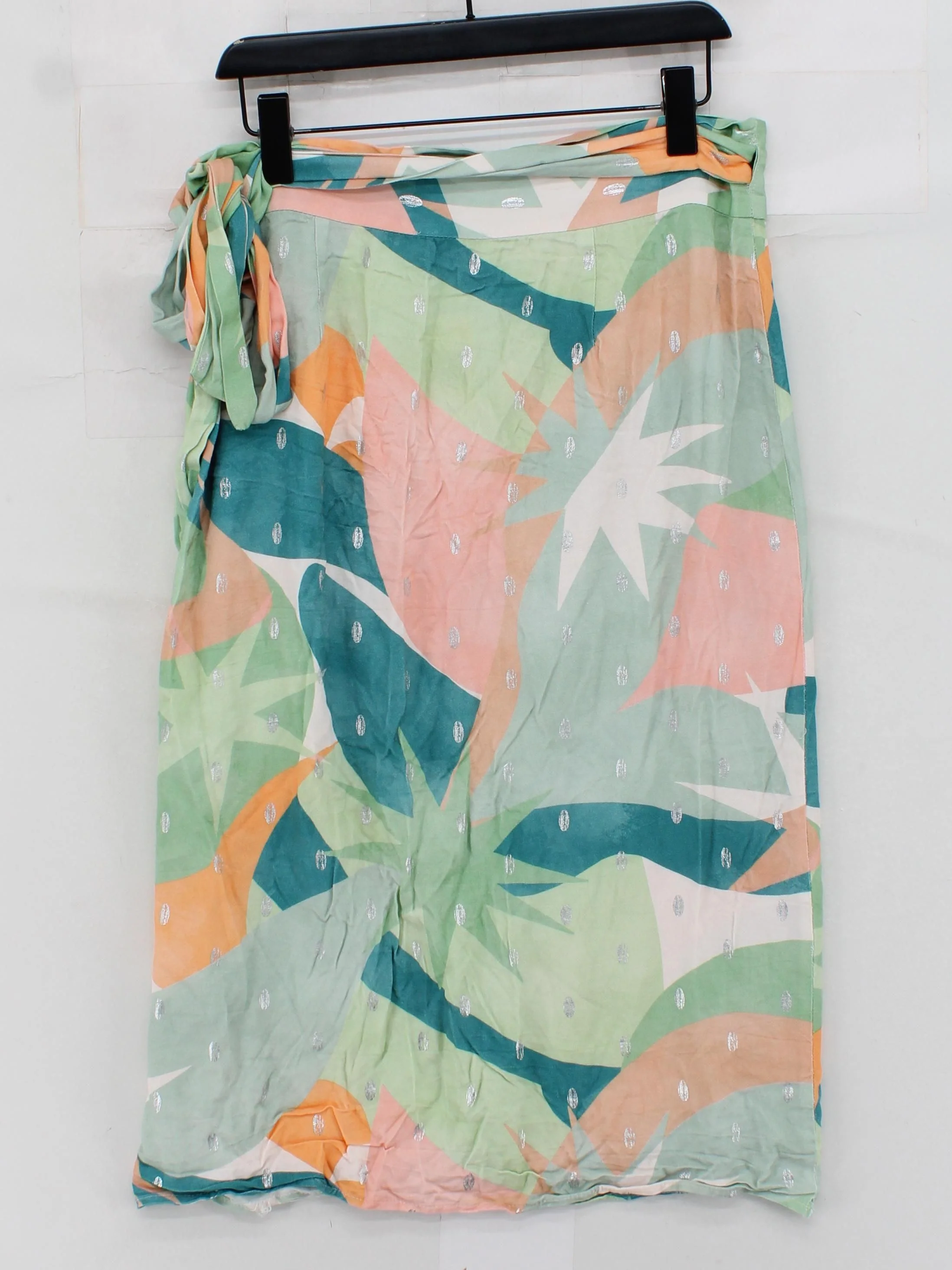 Never Fully Dressed Women's Midi Skirt L Multi Geometric 100% Viscose Midi Wrap - Image 2