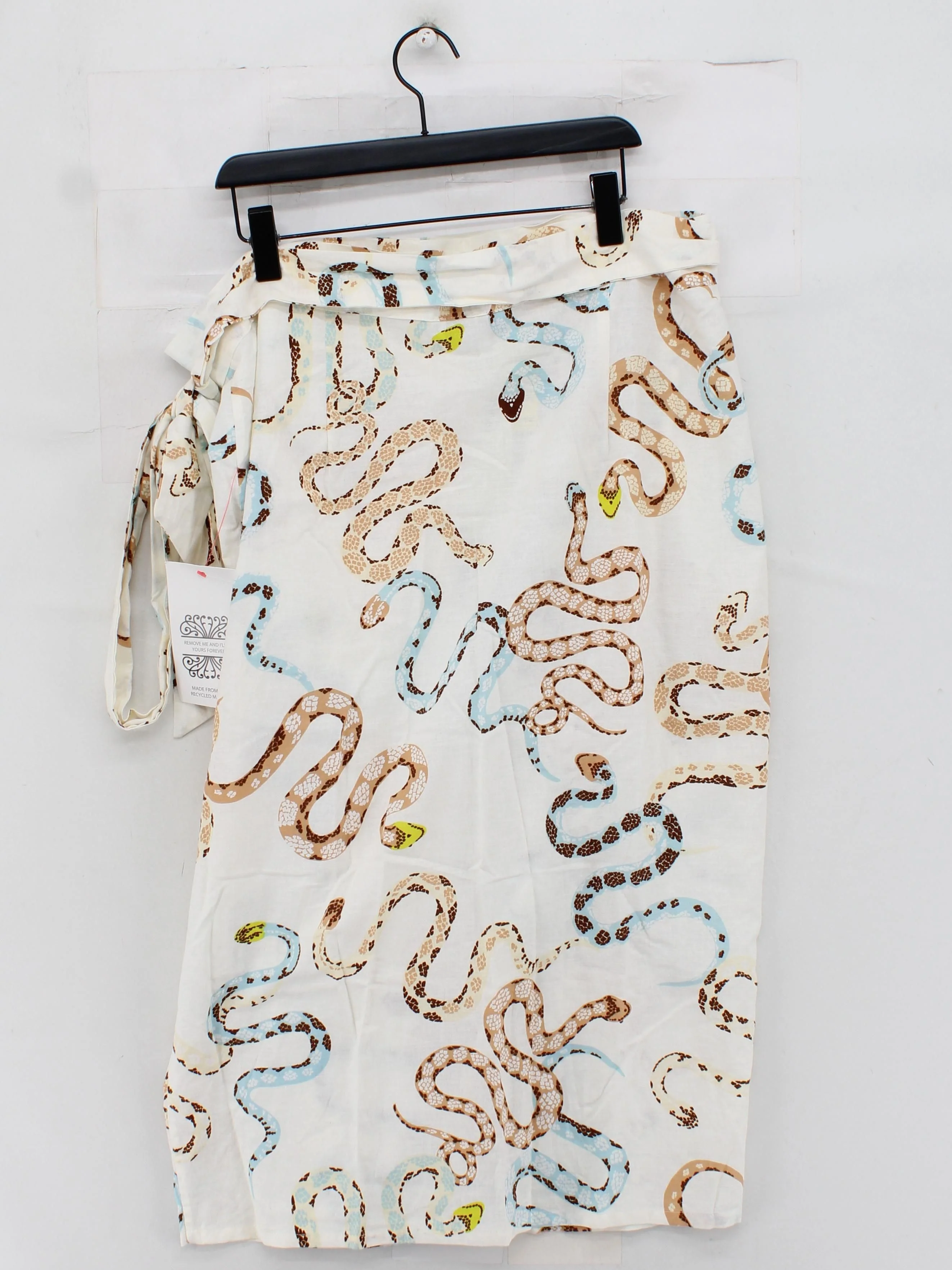 Never Fully Dressed Women's Midi Skirt UK 22 Multi Cotton with Linen Wrap - Image 2