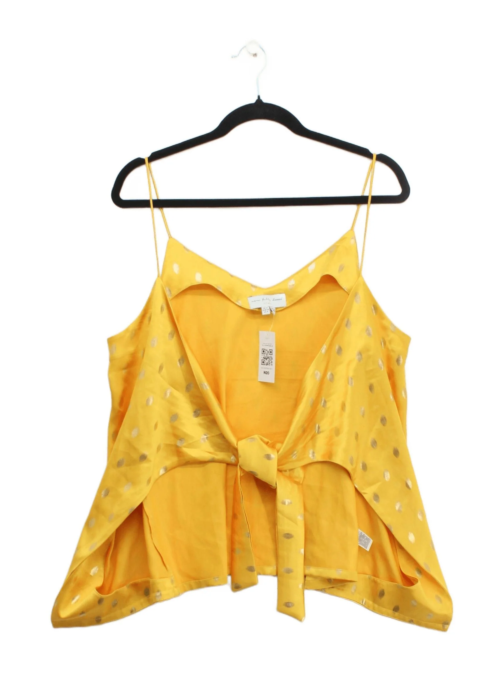 Never Fully Dressed Women's Top UK 12 Yellow Polyester with Elastane Basic