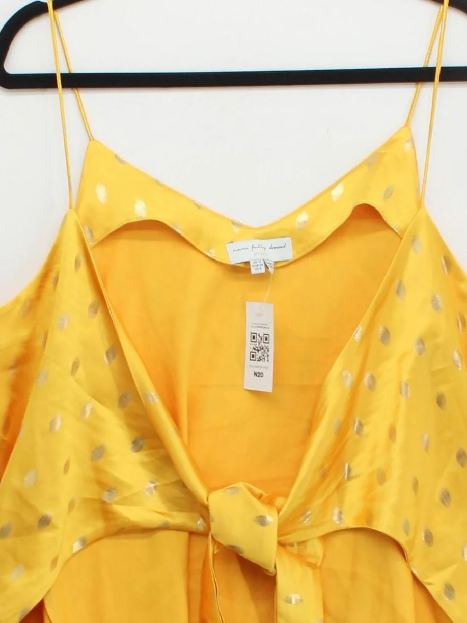 Never Fully Dressed Women's Top UK 12 Yellow Polyester with Elastane Basic - Image 3