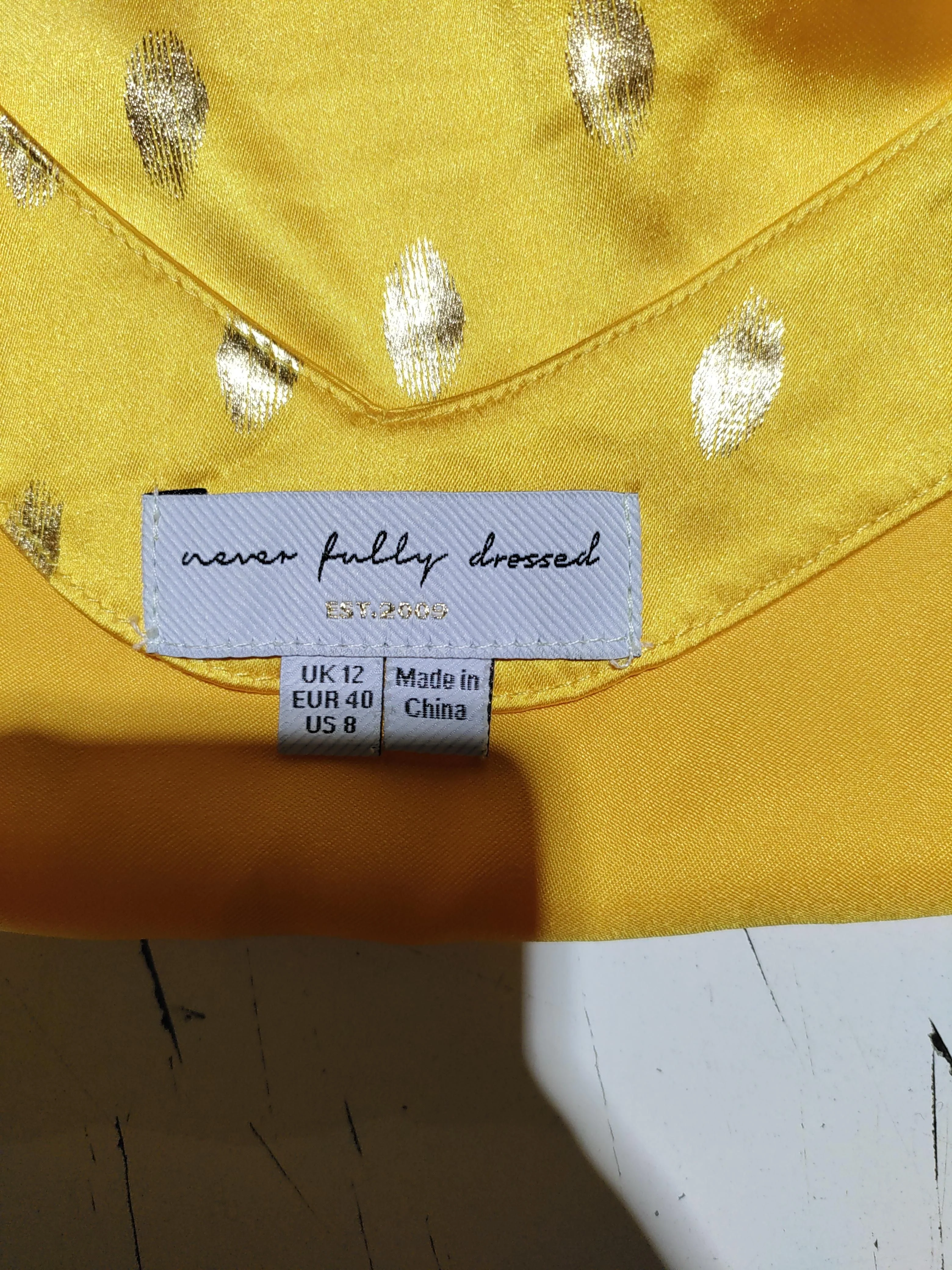 Never Fully Dressed Women's Top UK 12 Yellow Polyester with Elastane Basic - Image 5