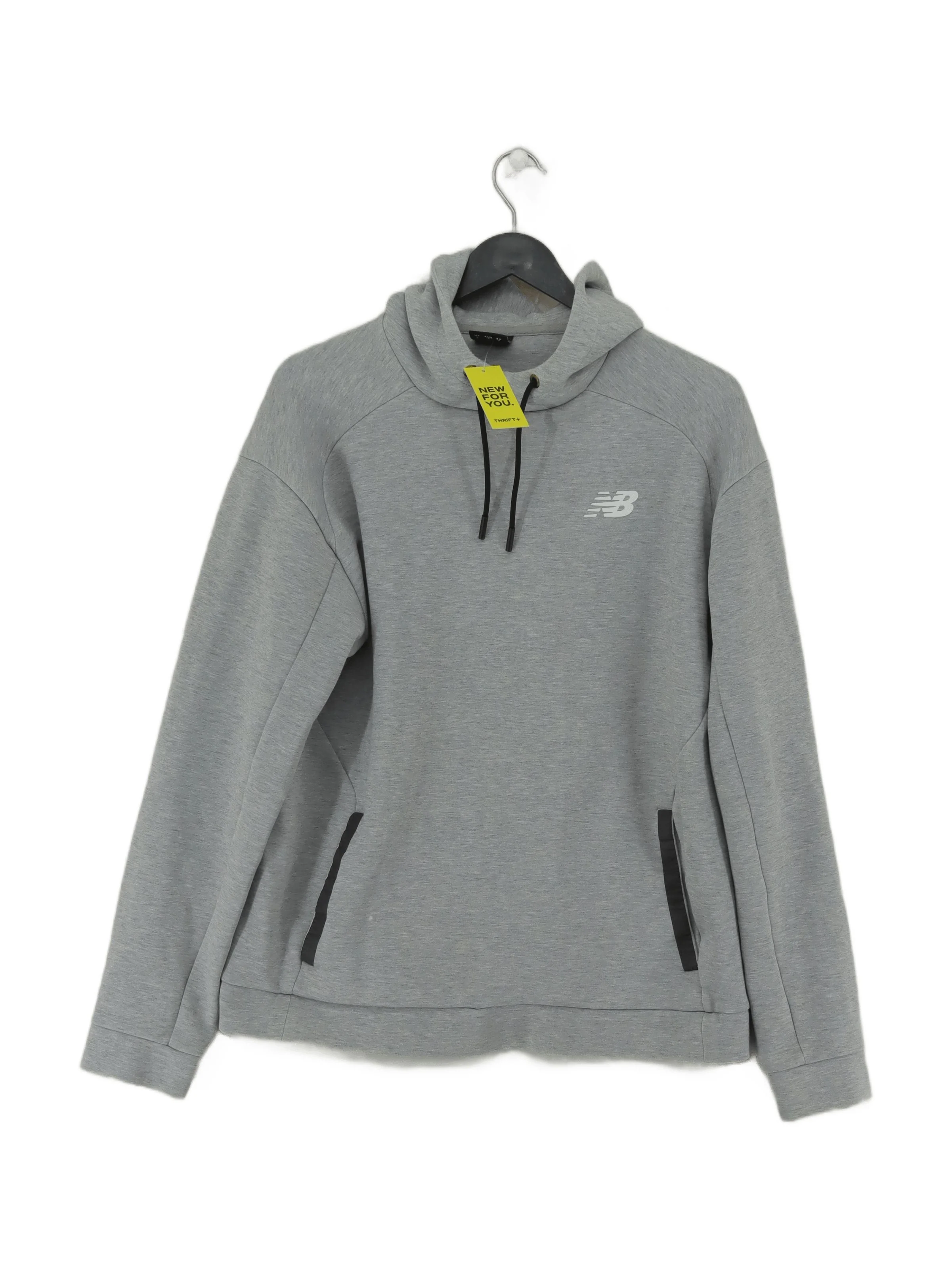 New Balance Men's Hoodie S Grey Cotton with Polyester Pullover