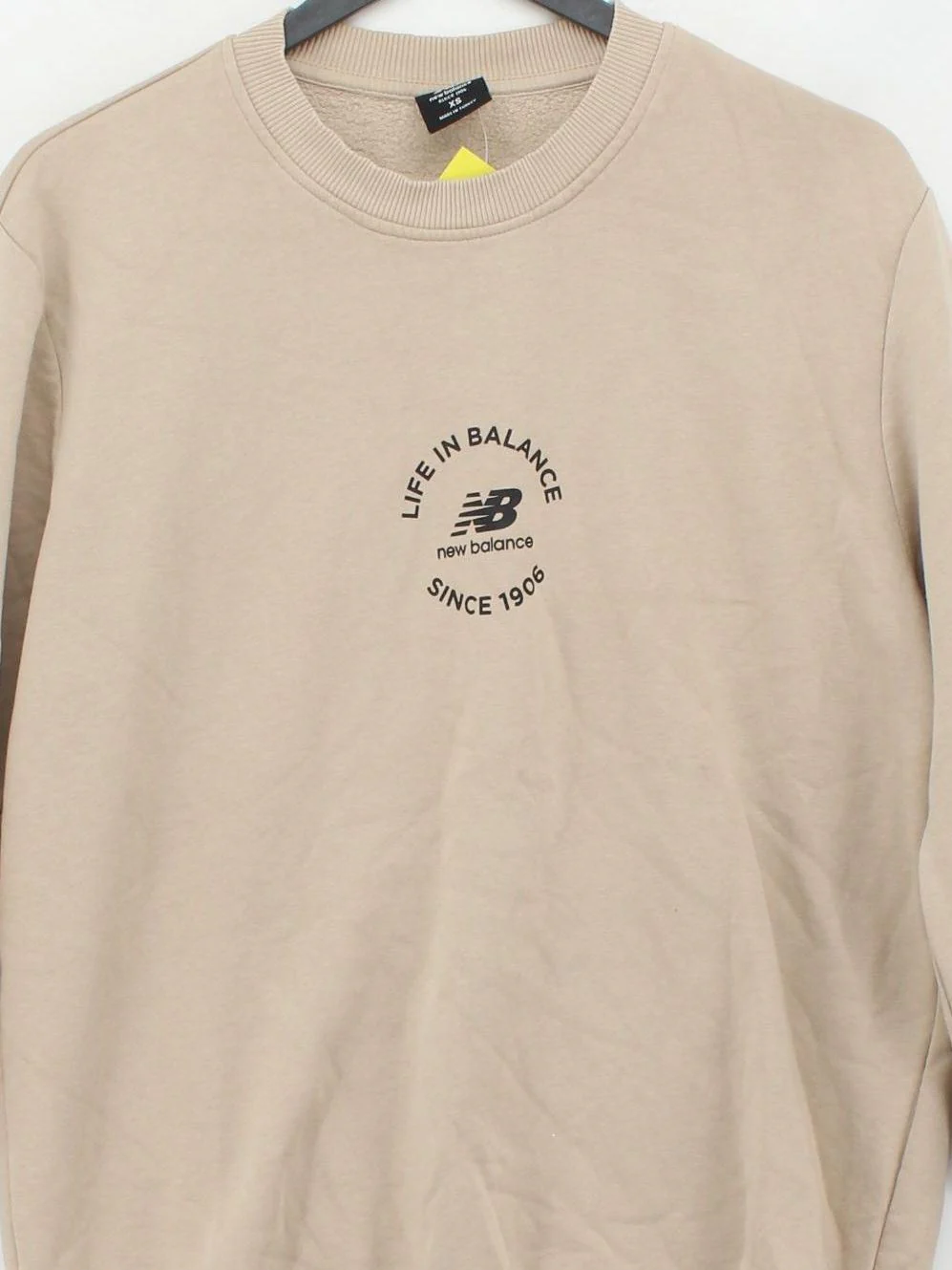 New Balance Men's Hoodie XS Tan Graphic 100% Cotton Pullover - Image 3